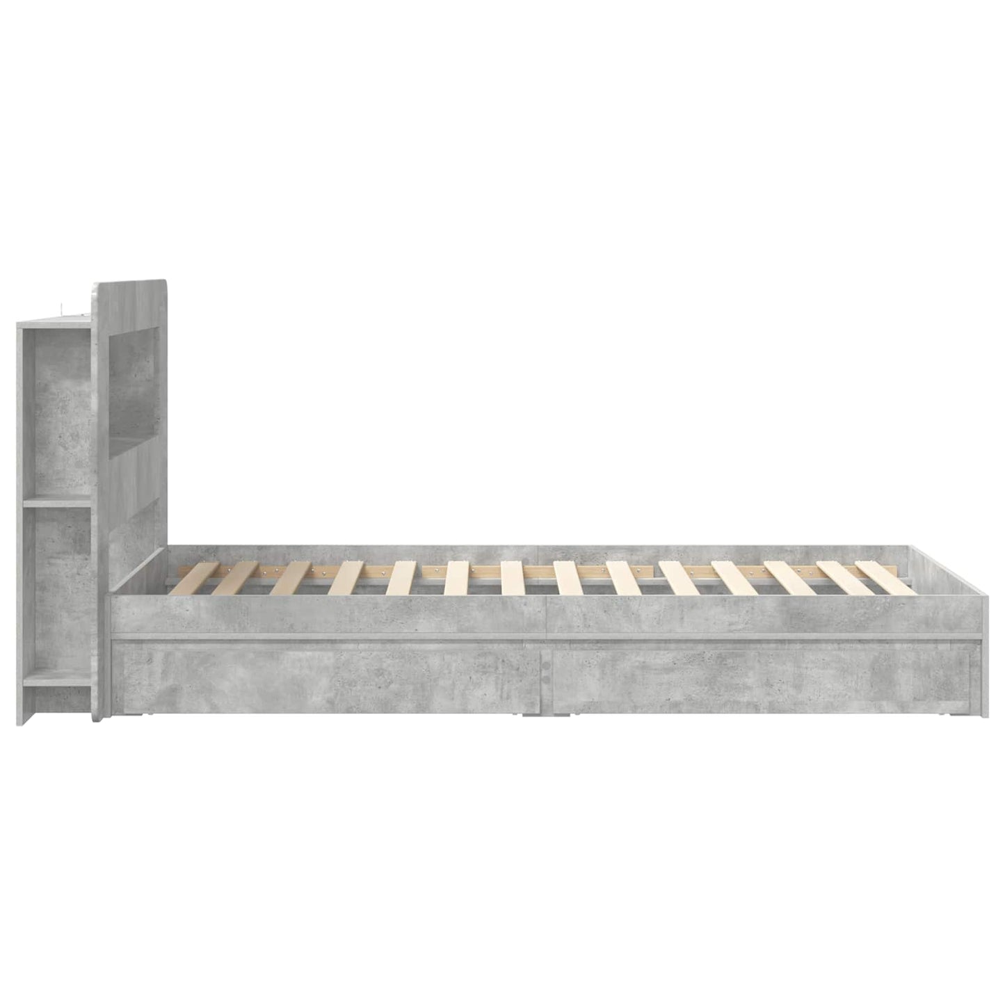 Bedframe met opslag Betongrijs 75 x 190 cm Bewerkt hout is nu te koop bij PeponiXL, paradijselijk wonen!