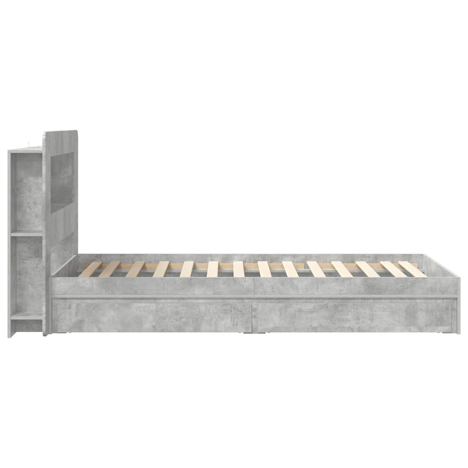 Bedframe met opslag Betongrijs 90 x 190 cm Bewerkt hout is nu te koop bij PeponiXL, paradijselijk wonen!