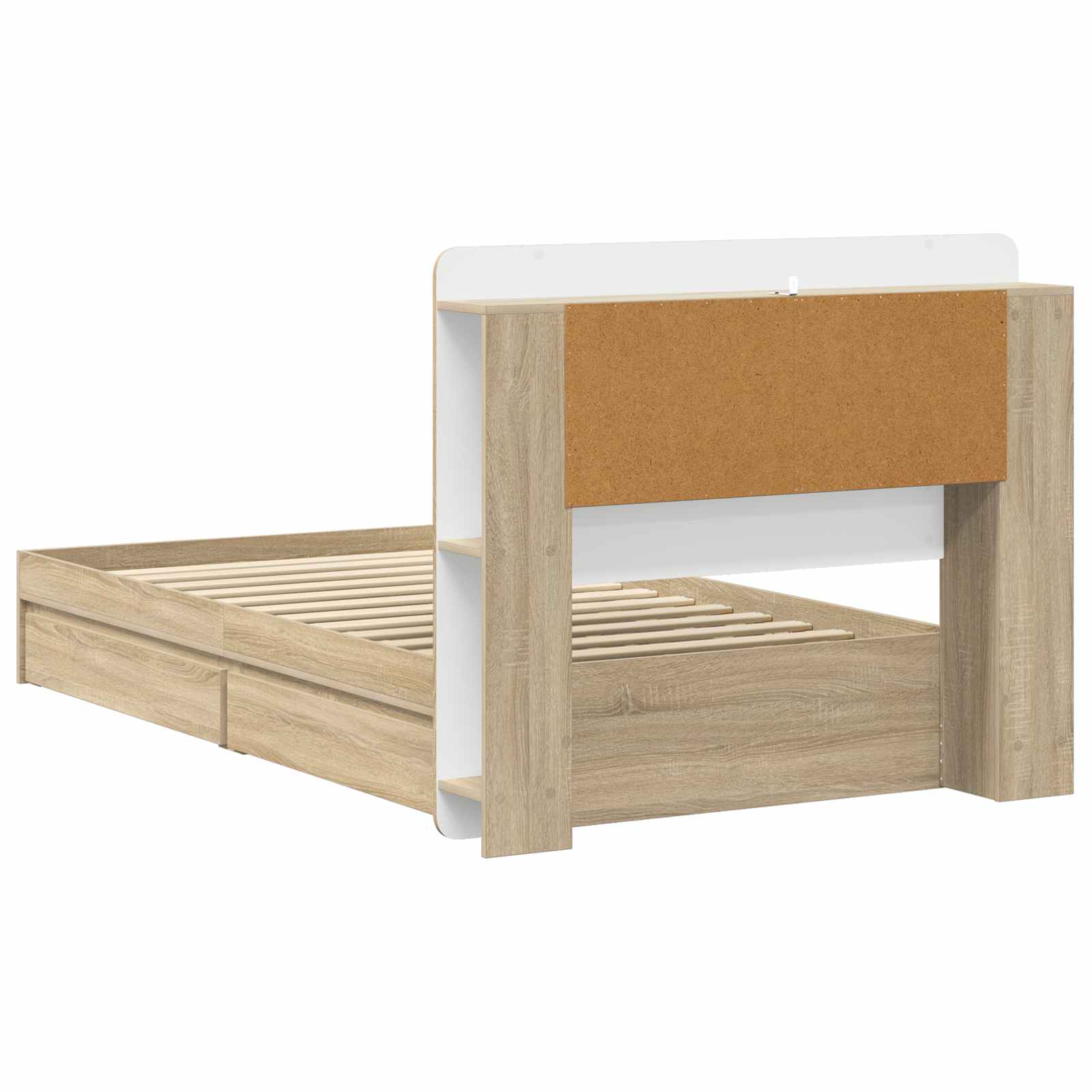 Bedframe met opslag Sonoma Eiken 90 x 190 cm Bewerkt hout is nu te koop bij PeponiXL, paradijselijk wonen!