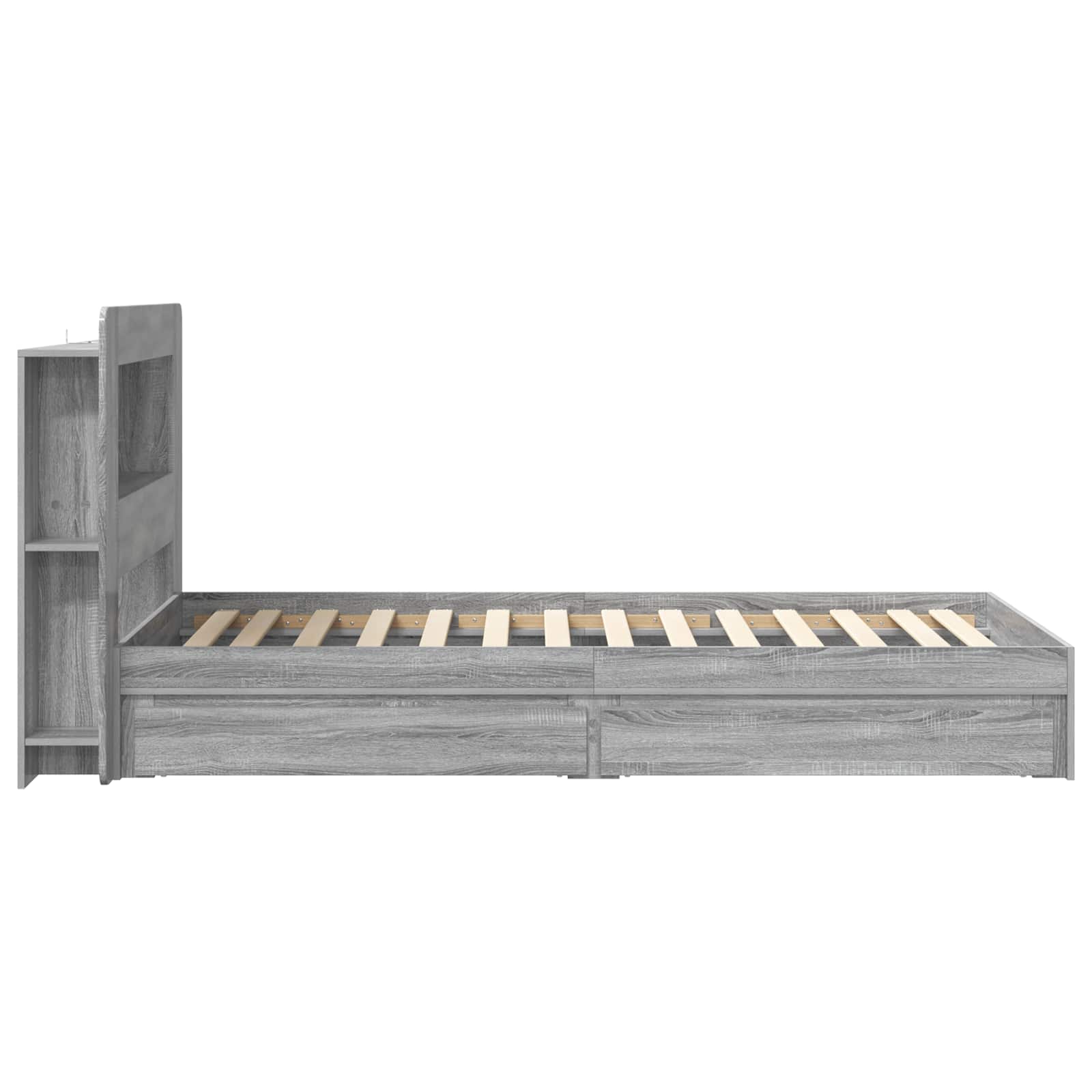 Bedframe met opslag Grijs Sonoma 100 x 200 cm Bewerkt hout is nu te koop bij PeponiXL, paradijselijk wonen!