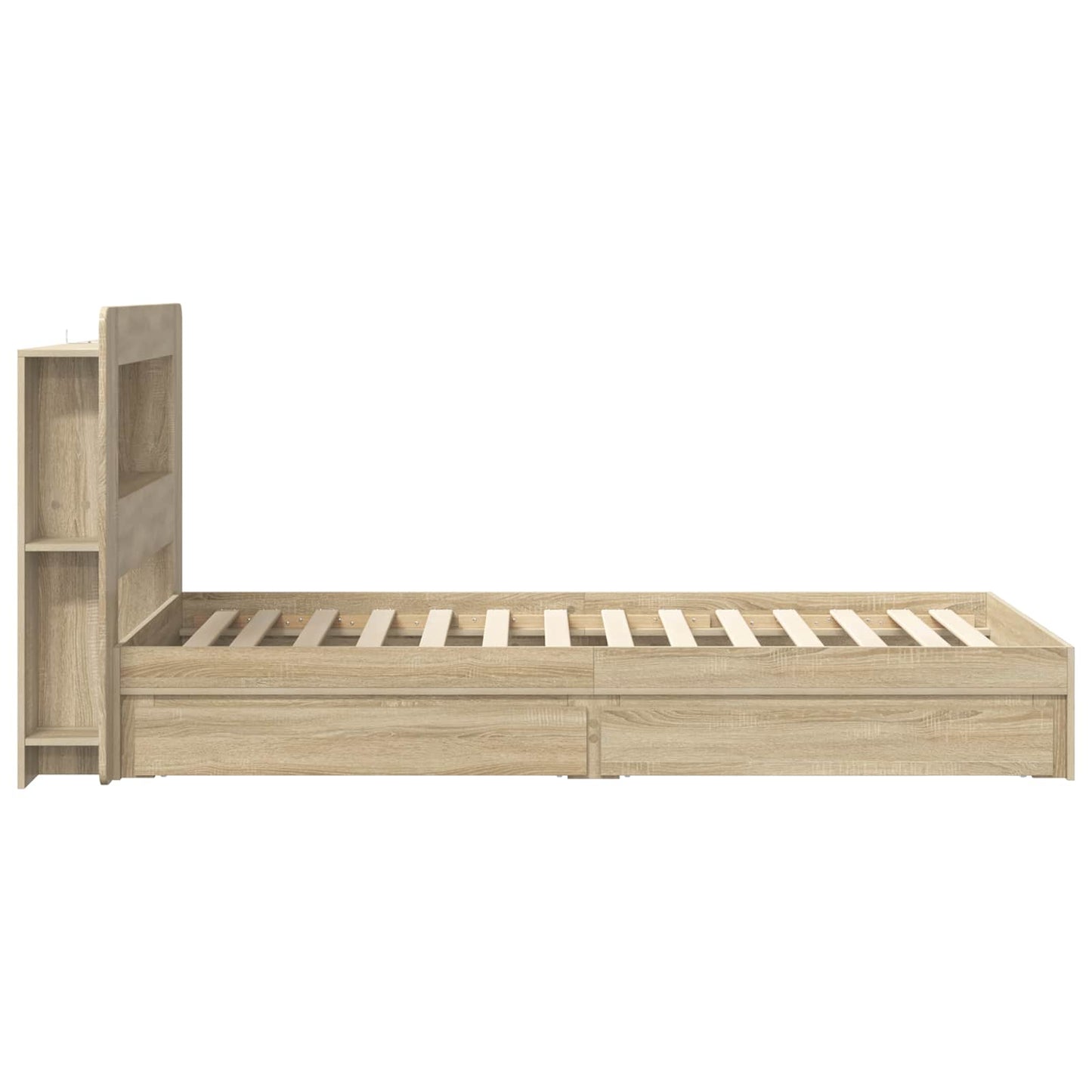 Bedframe met opslag Sonoma Eiken 90 x 200 cm Bewerkt hout is nu te koop bij PeponiXL, paradijselijk wonen!
