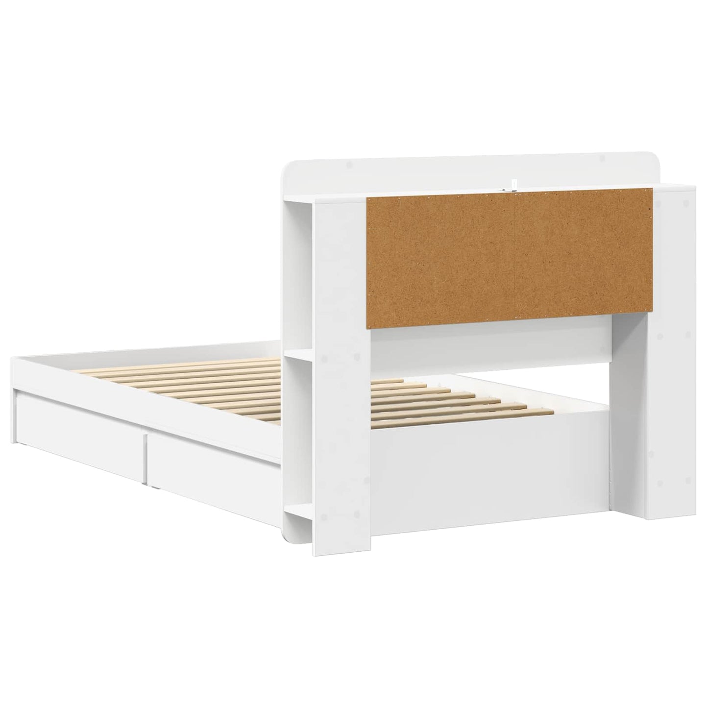 Bedframe met opslag met lade Wit 90 x 200 cm Bewerkt hout is nu te koop bij PeponiXL, paradijselijk wonen!