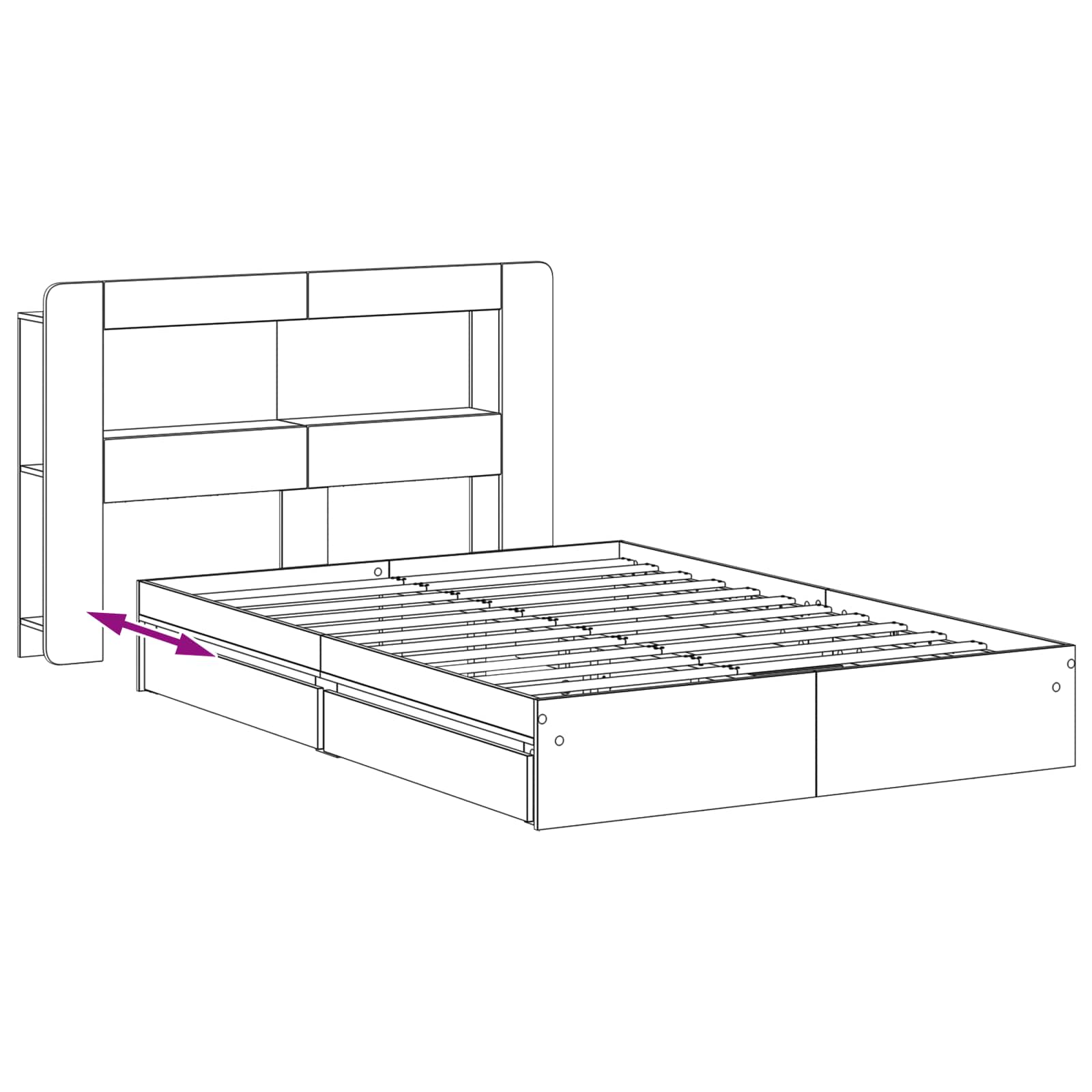 Bedframe met opslag Grijs Sonoma 140 x 200 cm Bewerkt hout is nu te koop bij PeponiXL, paradijselijk wonen!