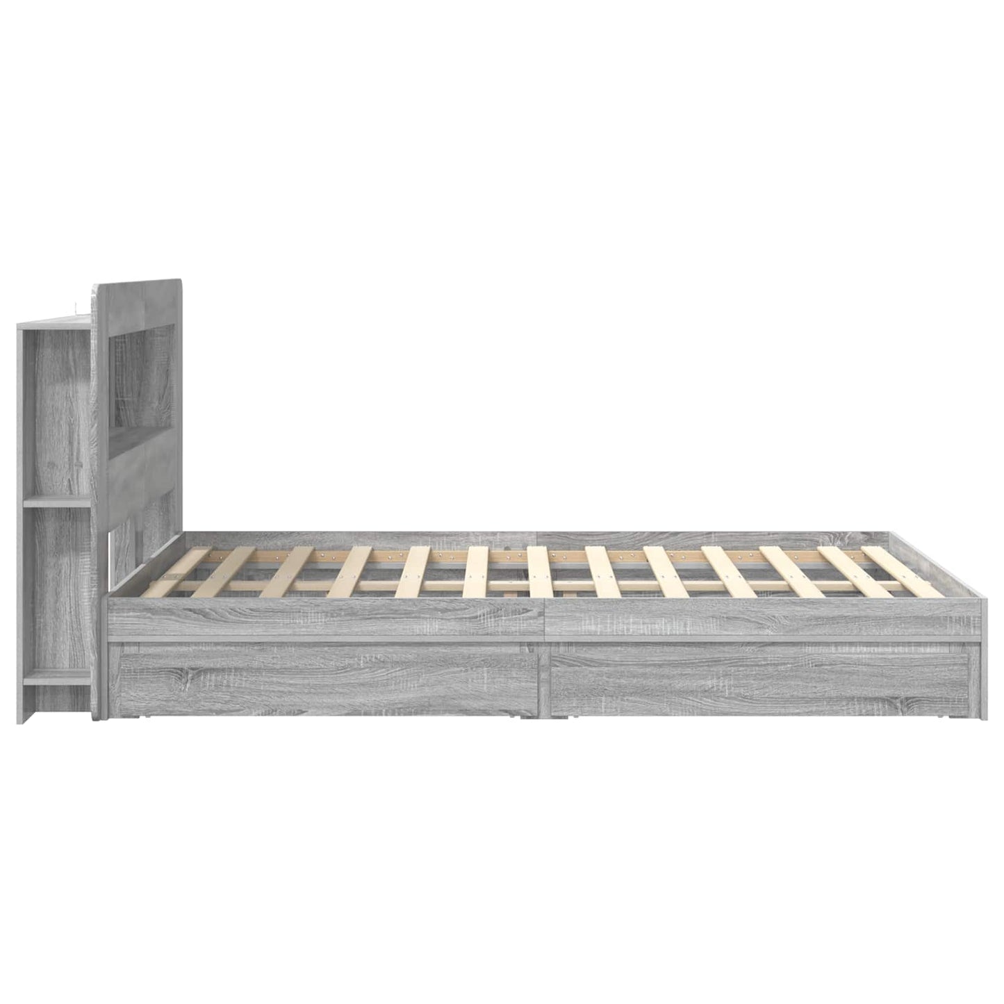 Bedframe met opslag Grijs Sonoma 140 x 200 cm Bewerkt hout is nu te koop bij PeponiXL, paradijselijk wonen!