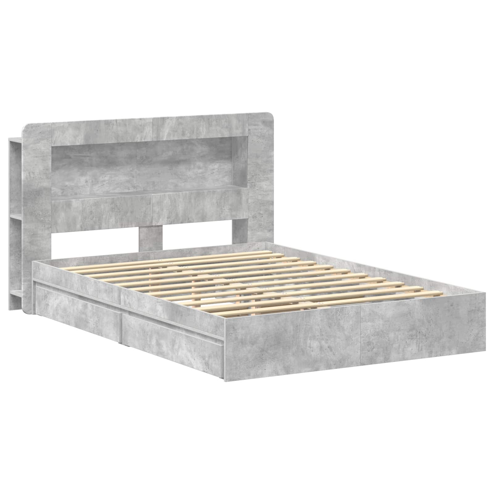 Bedframe met opslag Betongrijs 150 x 200 cm Bewerkt hout is nu te koop bij PeponiXL, paradijselijk wonen!