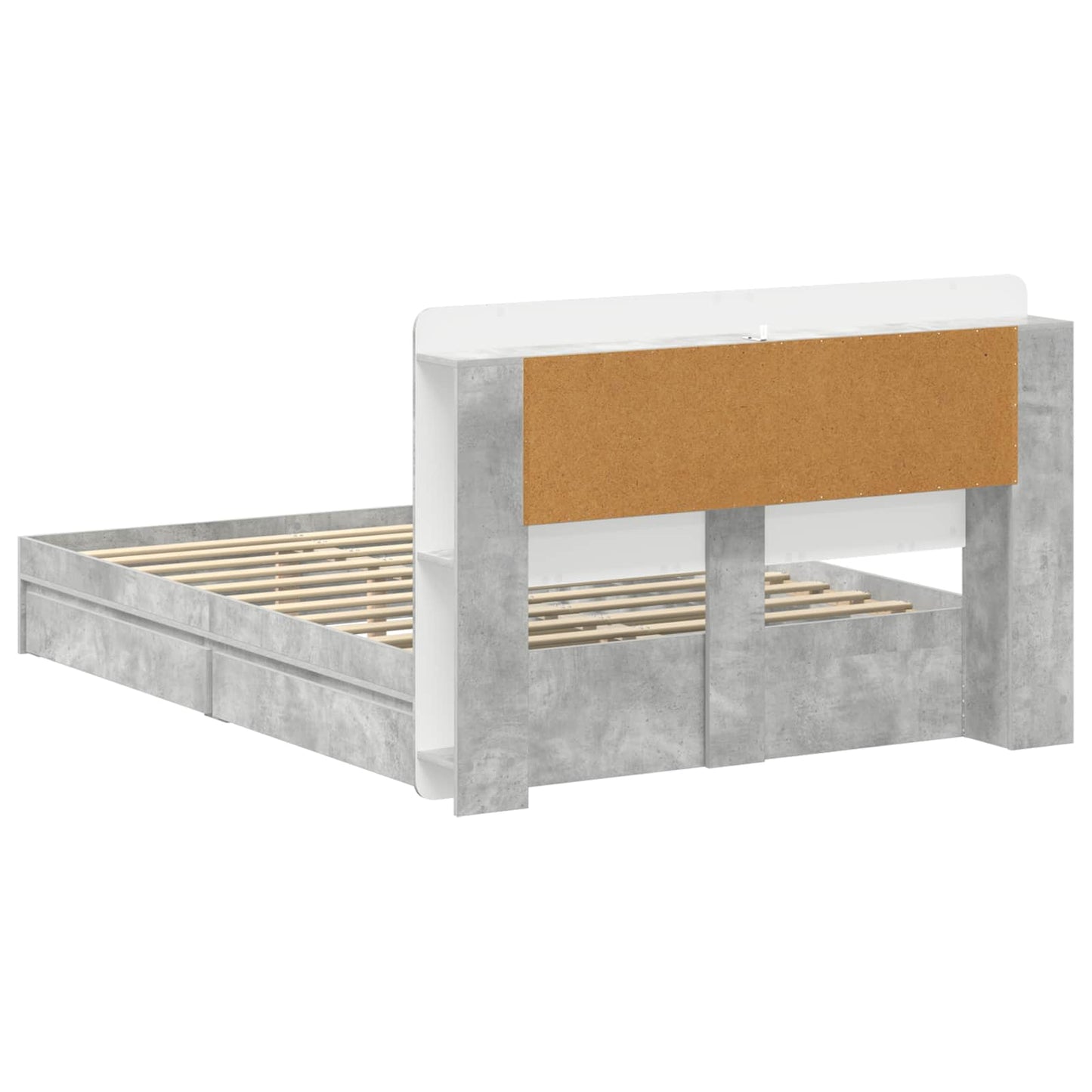Bedframe met opslag Betongrijs 150 x 200 cm Bewerkt hout is nu te koop bij PeponiXL, paradijselijk wonen!