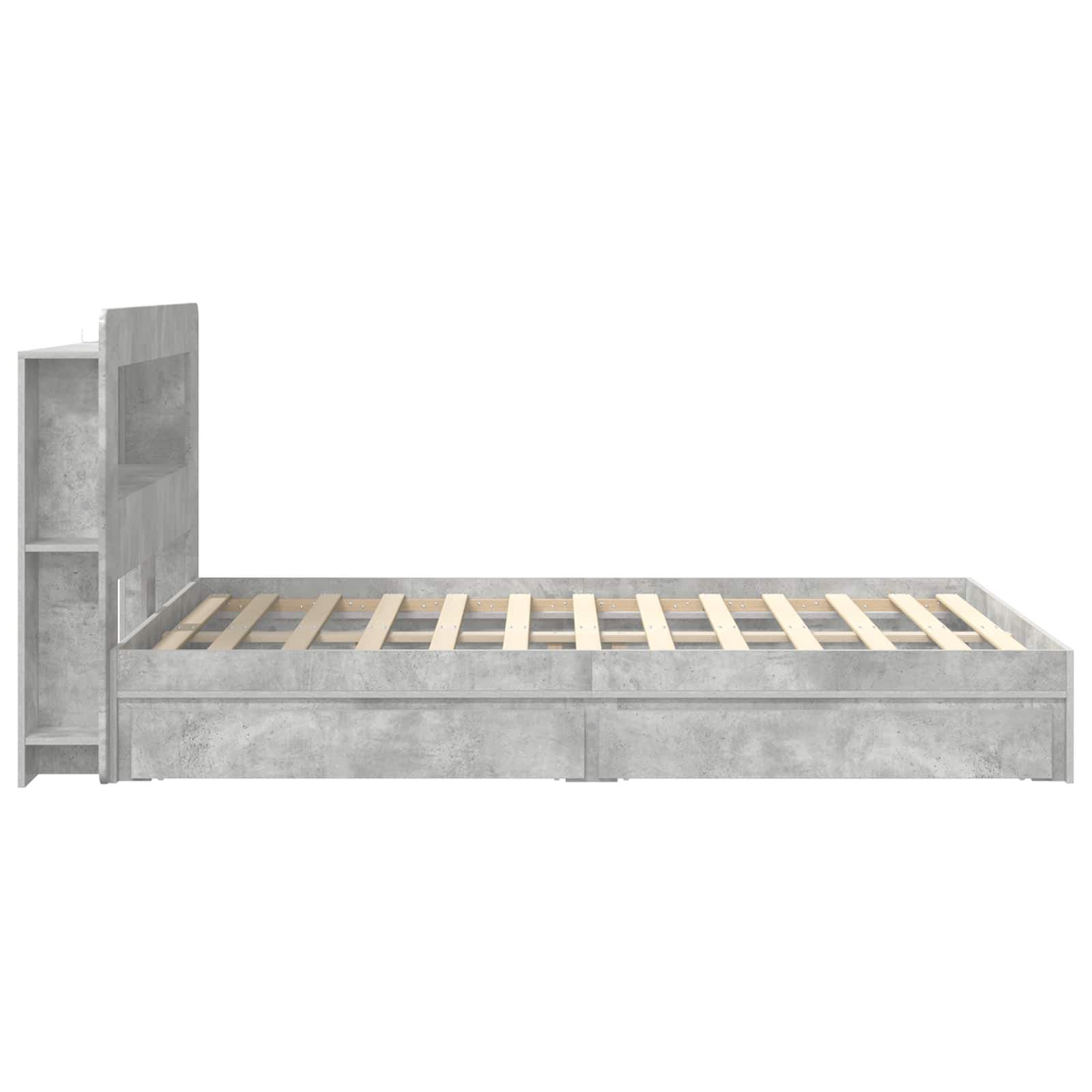 Bedframe met opslag Betongrijs 150 x 200 cm Bewerkt hout is nu te koop bij PeponiXL, paradijselijk wonen!