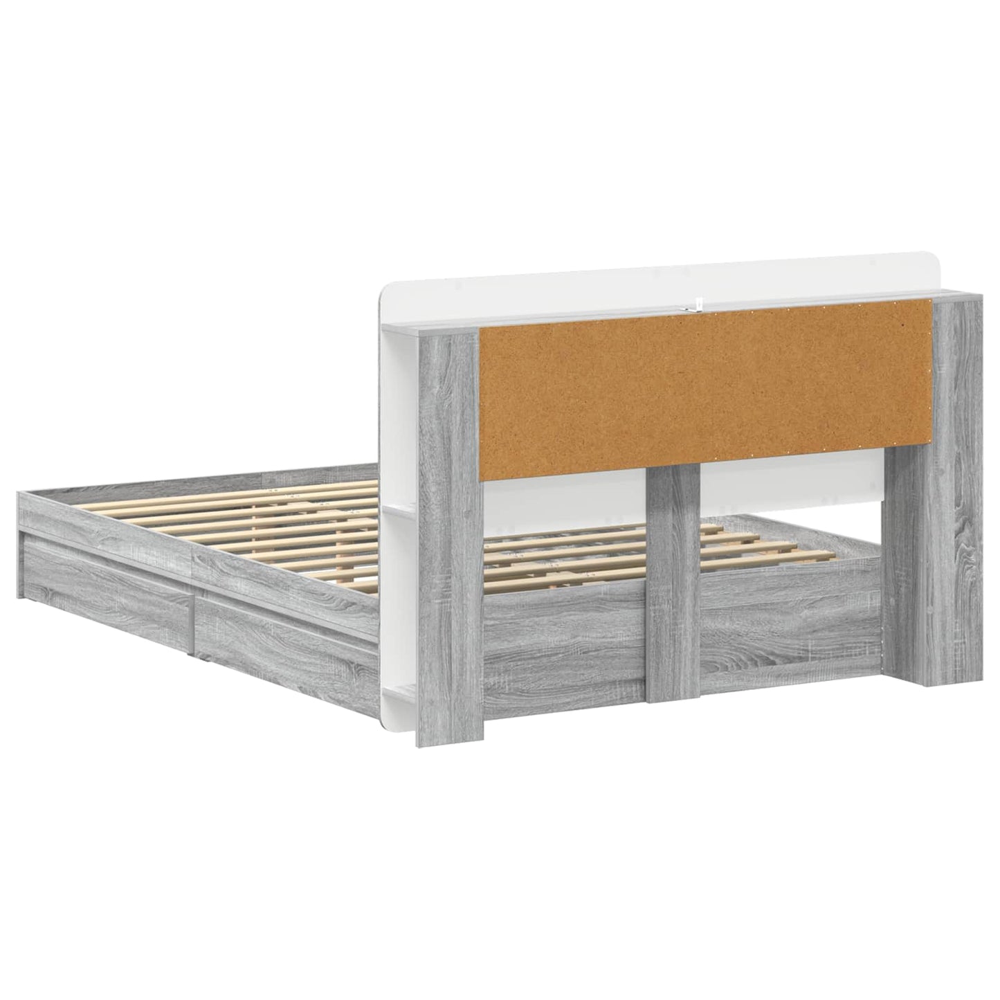 Bedframe met opslag Grijs Sonoma 160 x 200 cm Bewerkt hout is nu te koop bij PeponiXL, paradijselijk wonen!