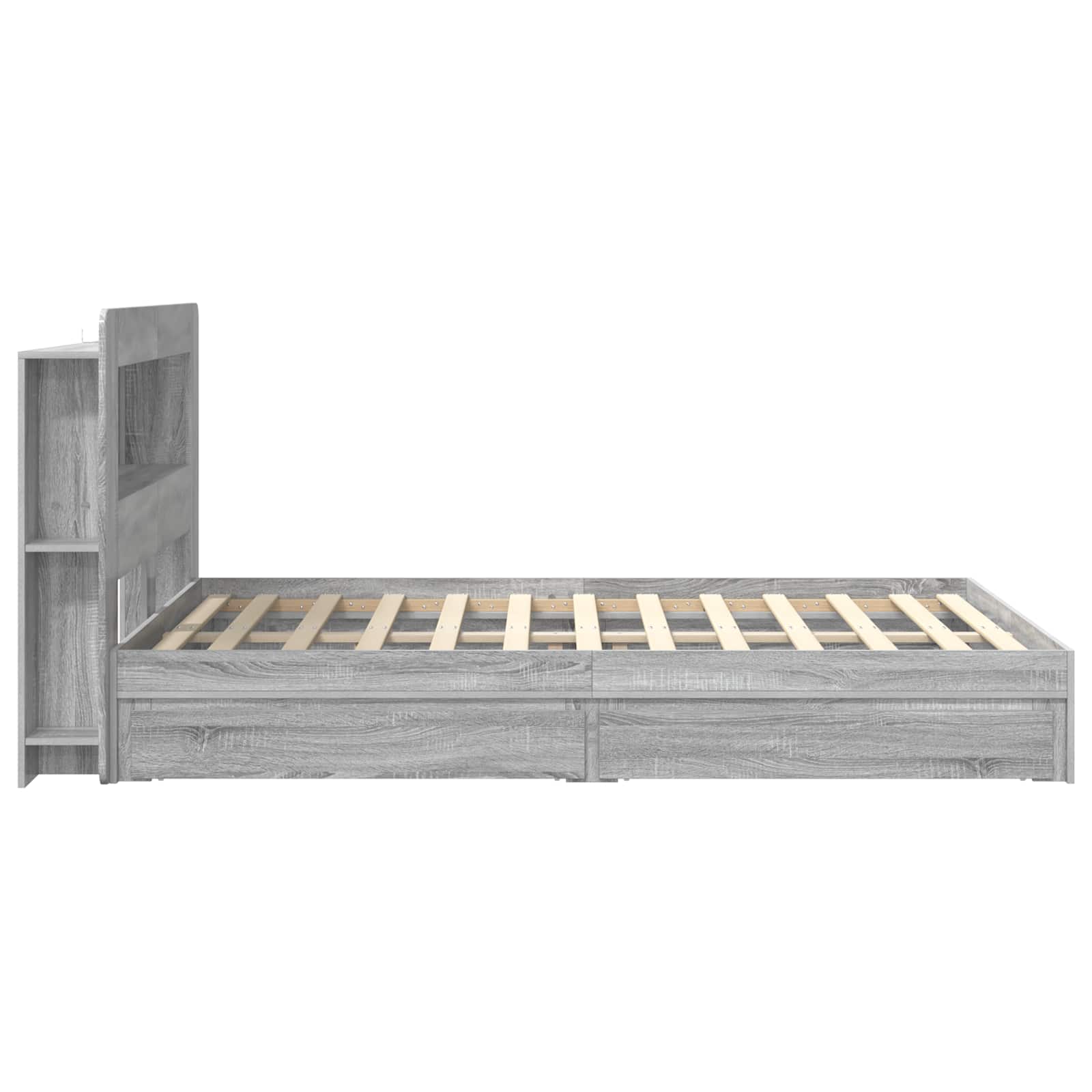Bedframe met opslag Grijs Sonoma 160 x 200 cm Bewerkt hout is nu te koop bij PeponiXL, paradijselijk wonen!