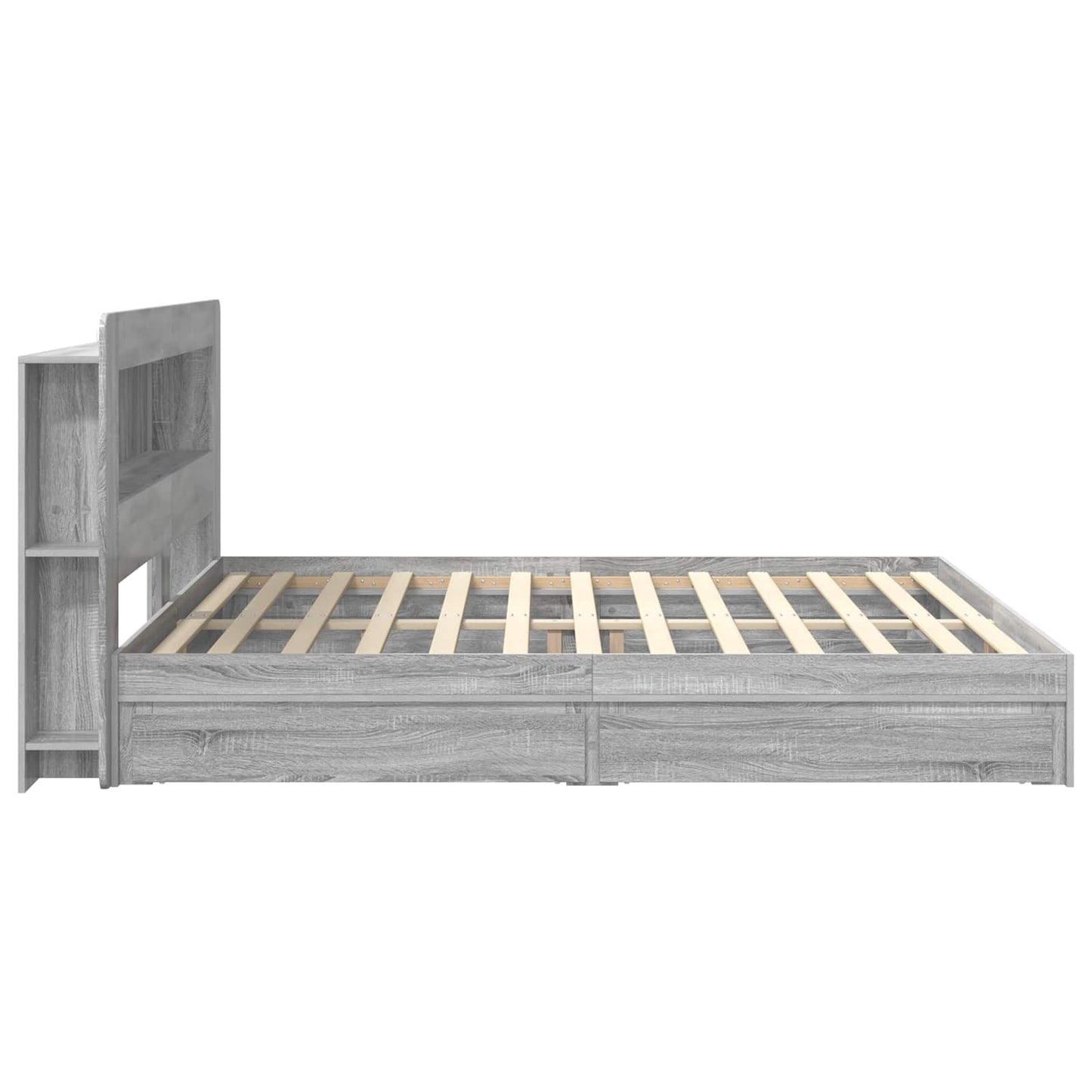 Bedframe met opslag Grijs Sonoma 180 x 200 cm Bewerkt hout is nu te koop bij PeponiXL, paradijselijk wonen!