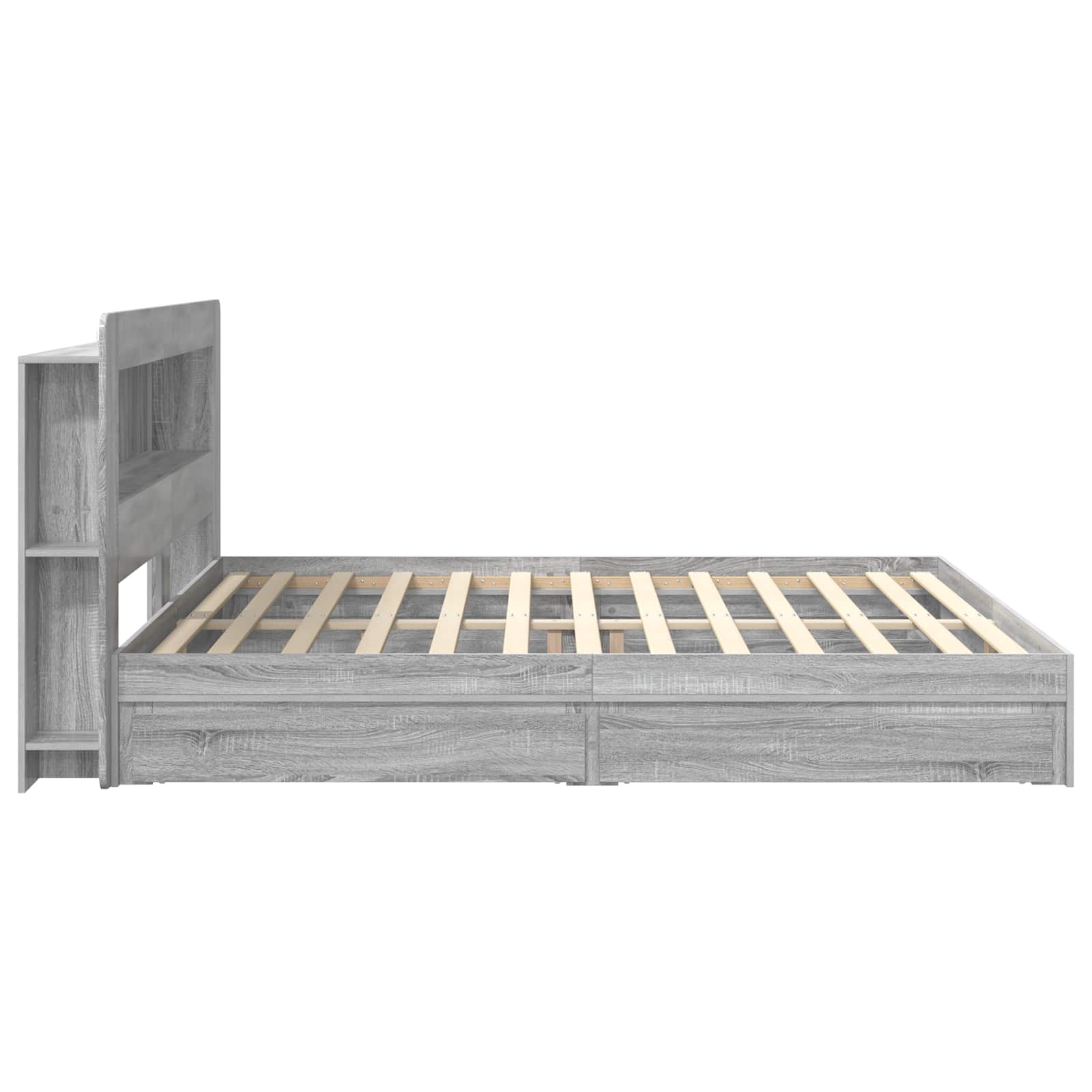 Bedframe met opslag Grijs Sonoma 180 x 200 cm Bewerkt hout is nu te koop bij PeponiXL, paradijselijk wonen!
