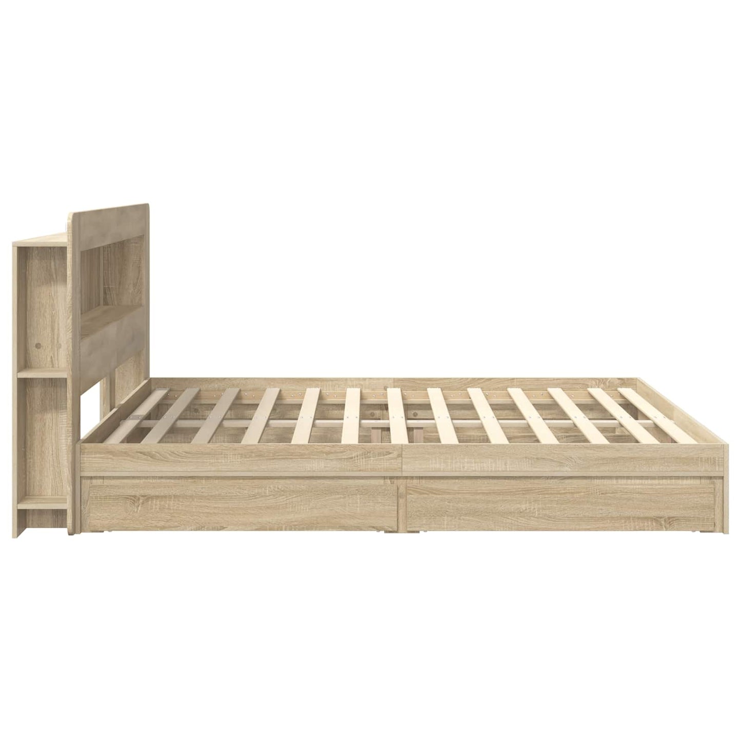 Bedframe met opslag Sonoma Eiken 180 x 200 cm Bewerkt hout is nu te koop bij PeponiXL, paradijselijk wonen!