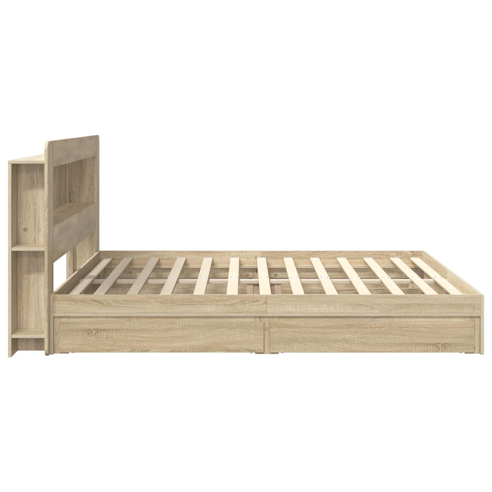 Bedframe met opslag Sonoma Eiken 180 x 200 cm Bewerkt hout is nu te koop bij PeponiXL, paradijselijk wonen!