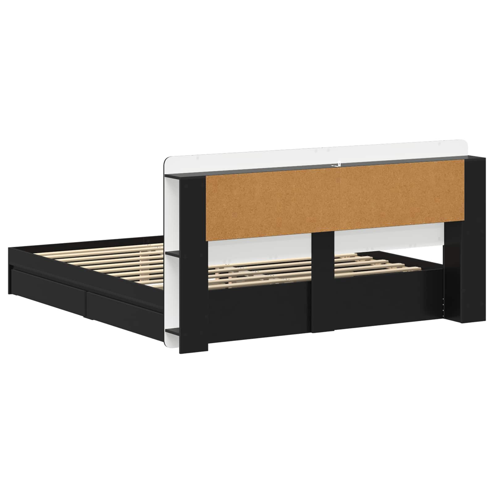 Bedframe met opslag met lade Zwart 200 x 200 cm Bewerkt hout is nu te koop bij PeponiXL, paradijselijk wonen!