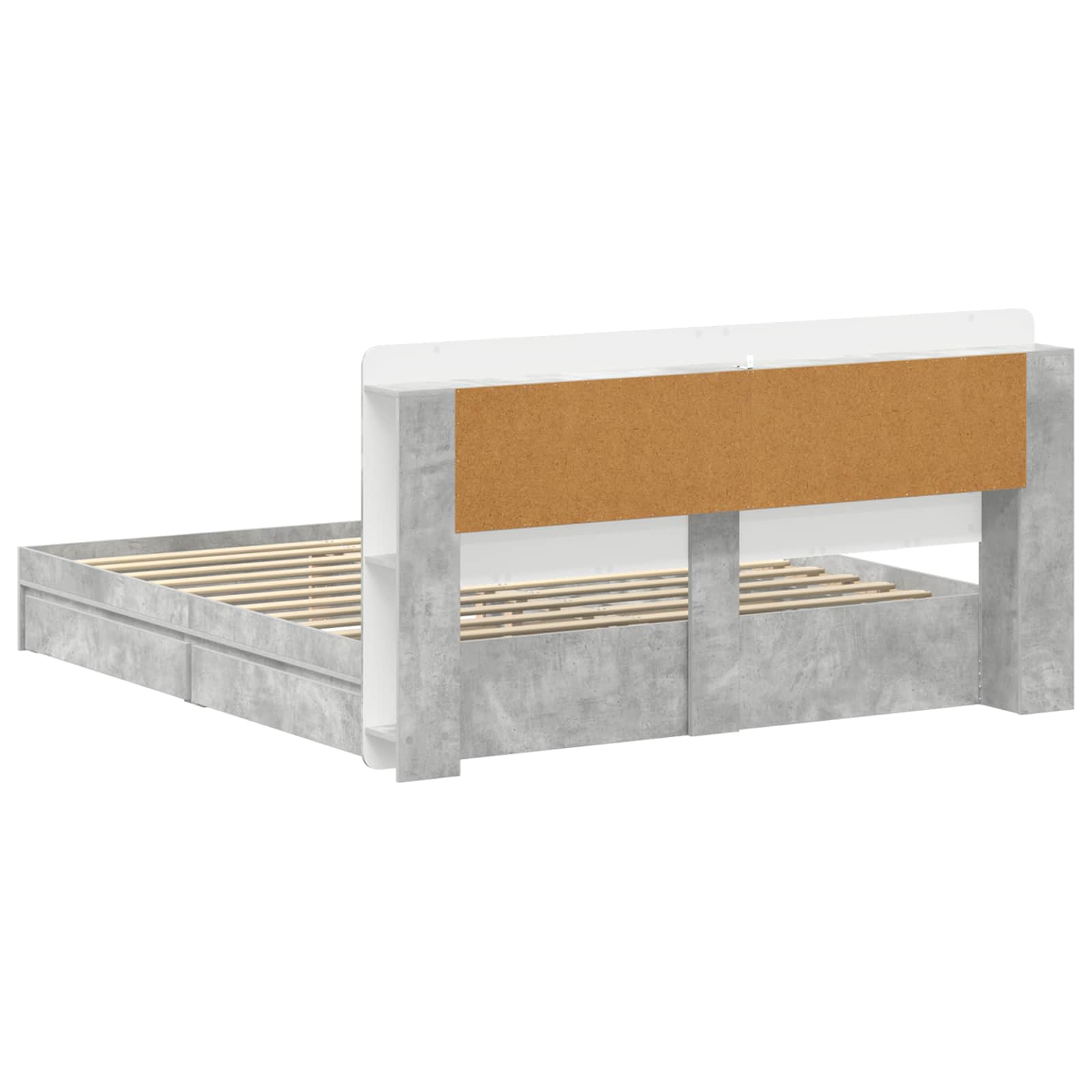 Bedframe met opslag Betongrijs 200 x 200 cm Bewerkt hout is nu te koop bij PeponiXL, paradijselijk wonen!
