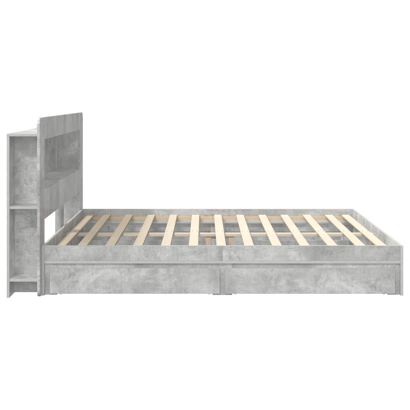Bedframe met opslag Betongrijs 200 x 200 cm Bewerkt hout is nu te koop bij PeponiXL, paradijselijk wonen!