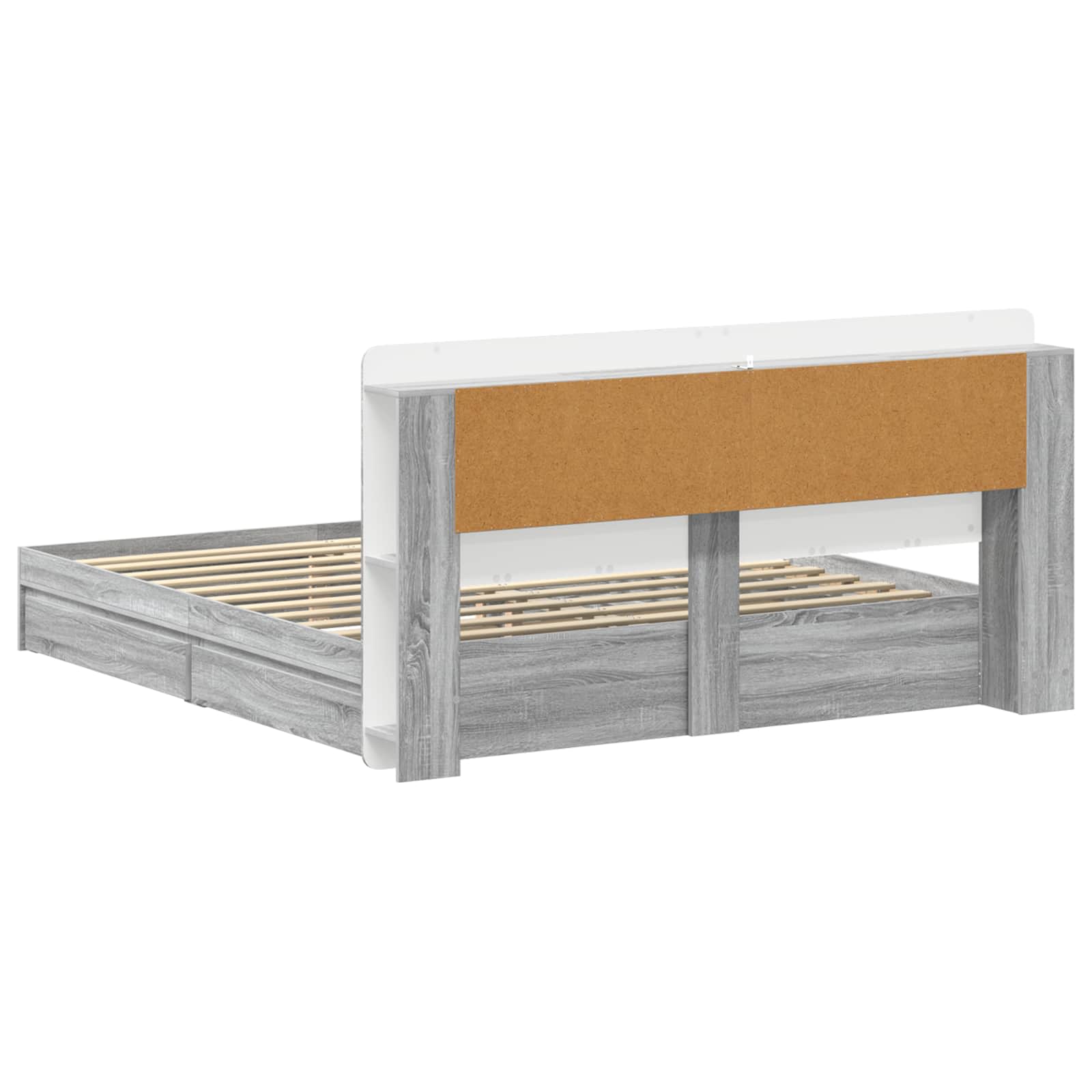 Bedframe met opslag Grijs Sonoma 200 x 200 cm Bewerkt hout is nu te koop bij PeponiXL, paradijselijk wonen!