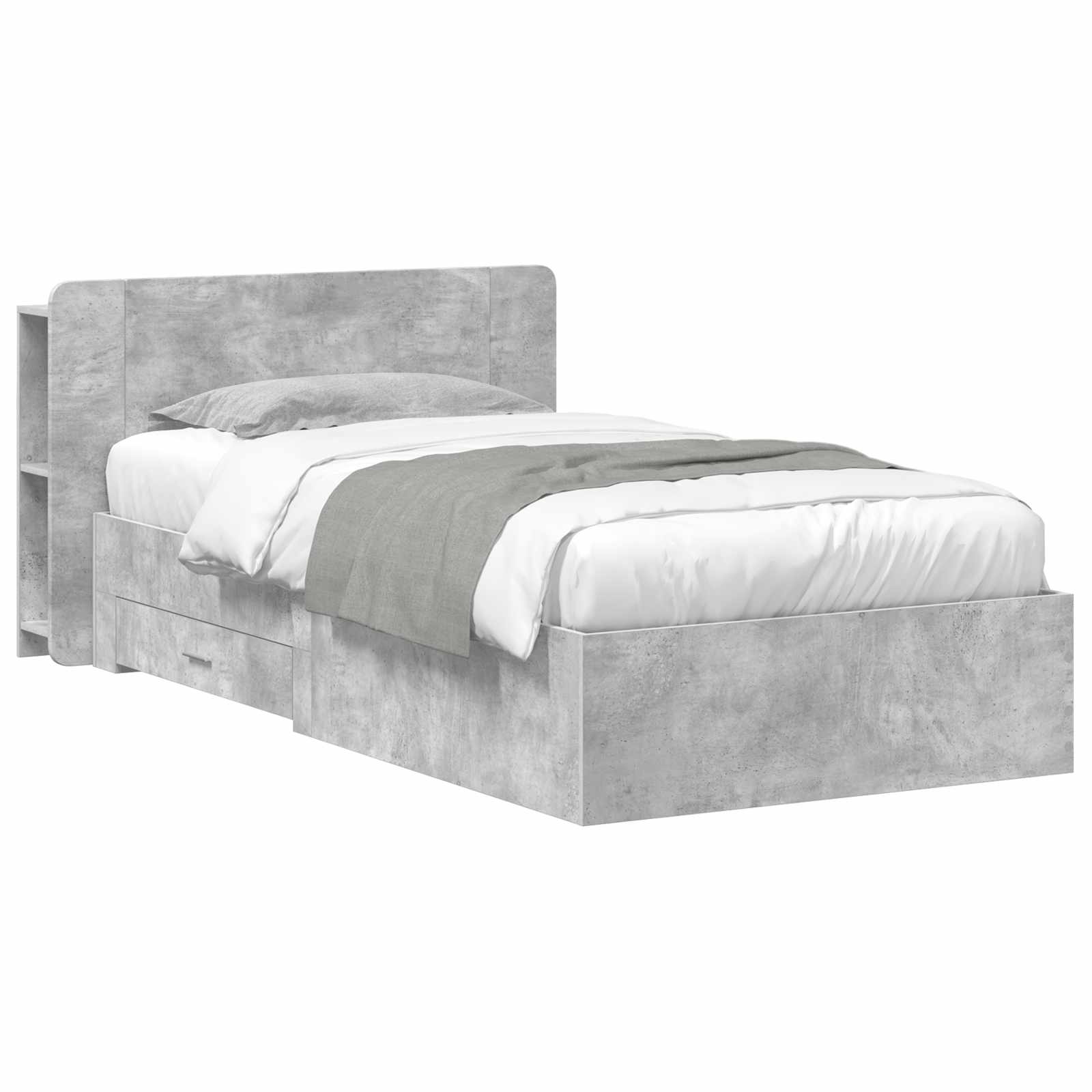 Bedframe met opslag Betongrijs 75 x 190 cm Bewerkt hout is nu te koop bij PeponiXL, paradijselijk wonen!