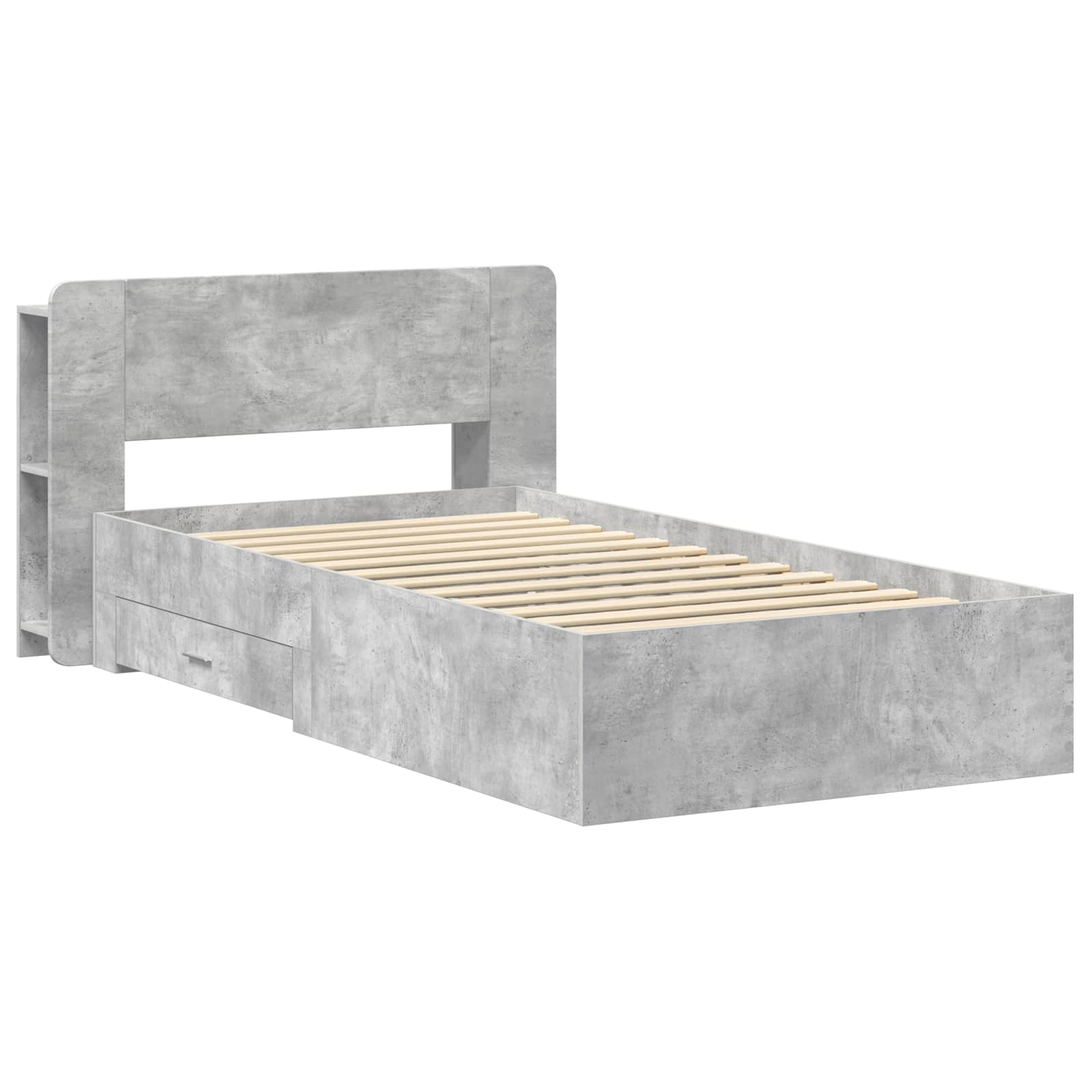 Bedframe met opslag Betongrijs 75 x 190 cm Bewerkt hout is nu te koop bij PeponiXL, paradijselijk wonen!