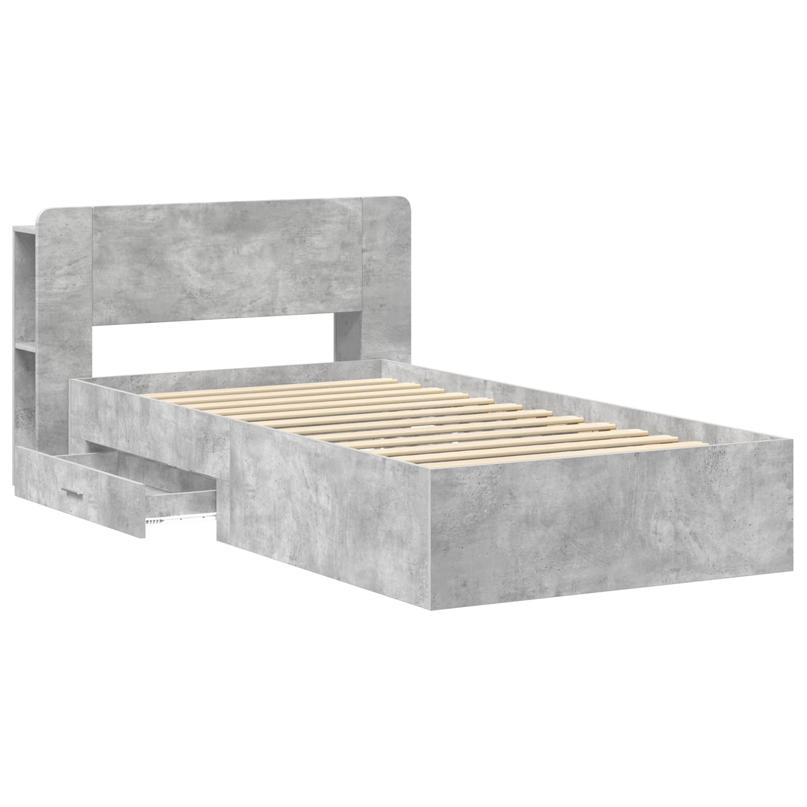 Bedframe met opslag Betongrijs 75 x 190 cm Bewerkt hout is nu te koop bij PeponiXL, paradijselijk wonen!
