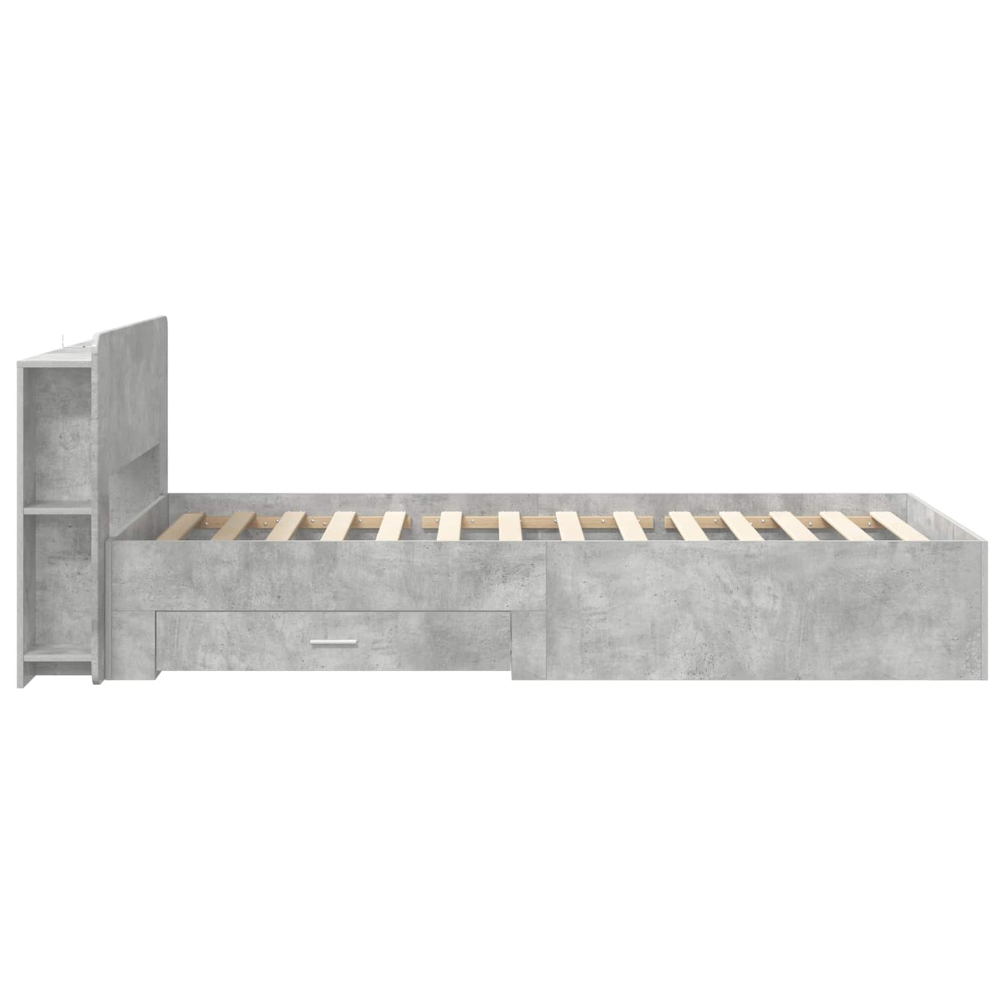 Bedframe met opslag Betongrijs 75 x 190 cm Bewerkt hout is nu te koop bij PeponiXL, paradijselijk wonen!