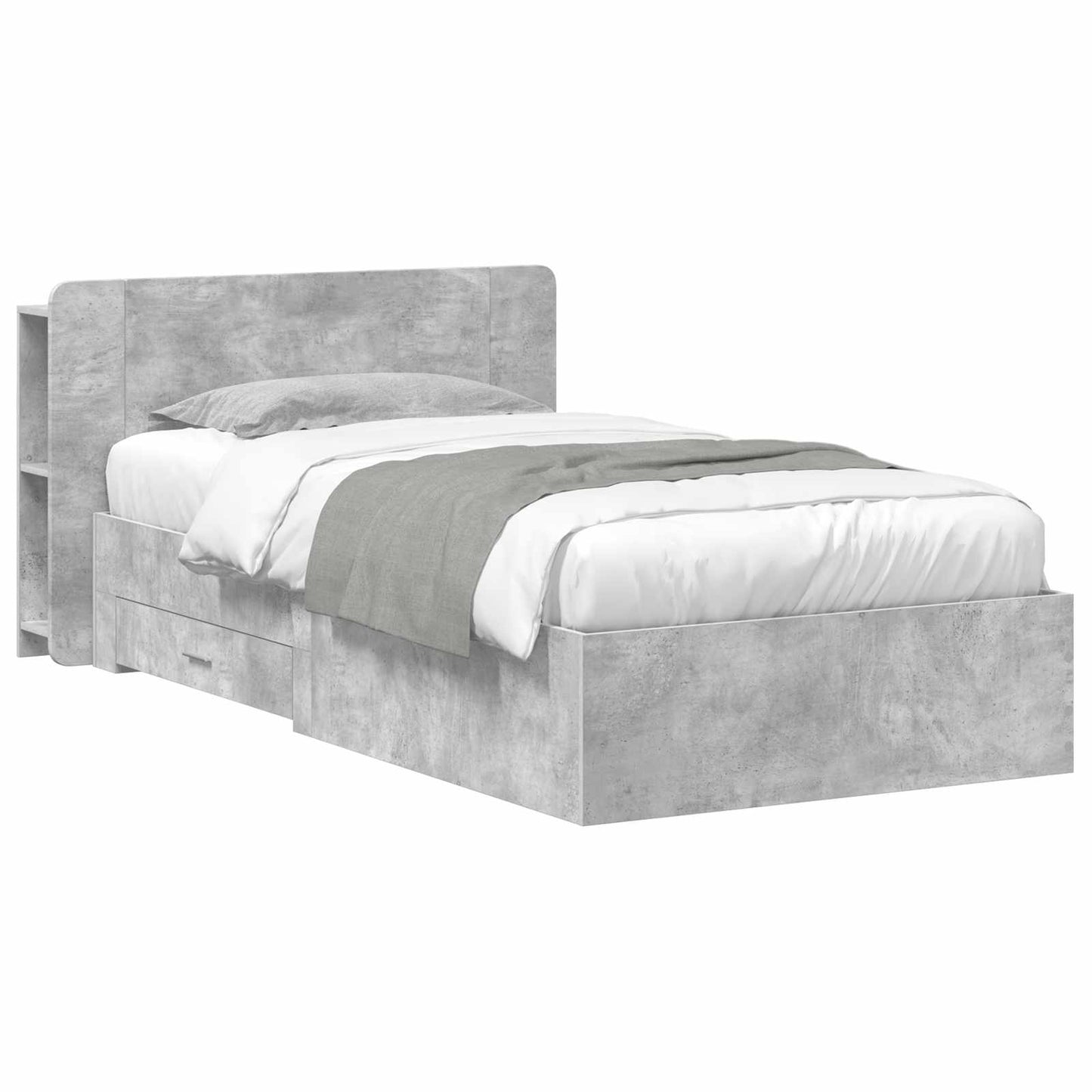 Bedframe met opslag Betongrijs 80 x 200 cm Bewerkt hout is nu te koop bij PeponiXL, paradijselijk wonen!