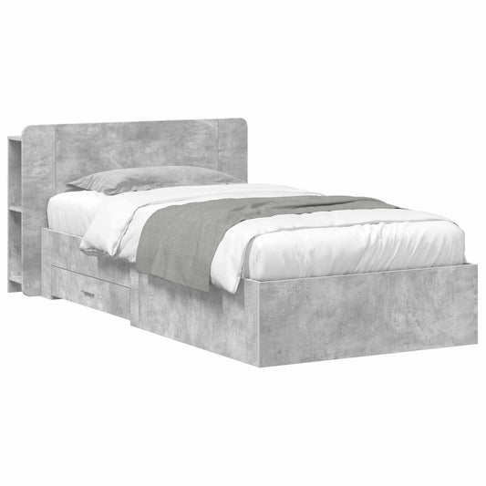 Bedframe met opslag Betongrijs 80 x 200 cm Bewerkt hout is nu te koop bij PeponiXL, paradijselijk wonen!
