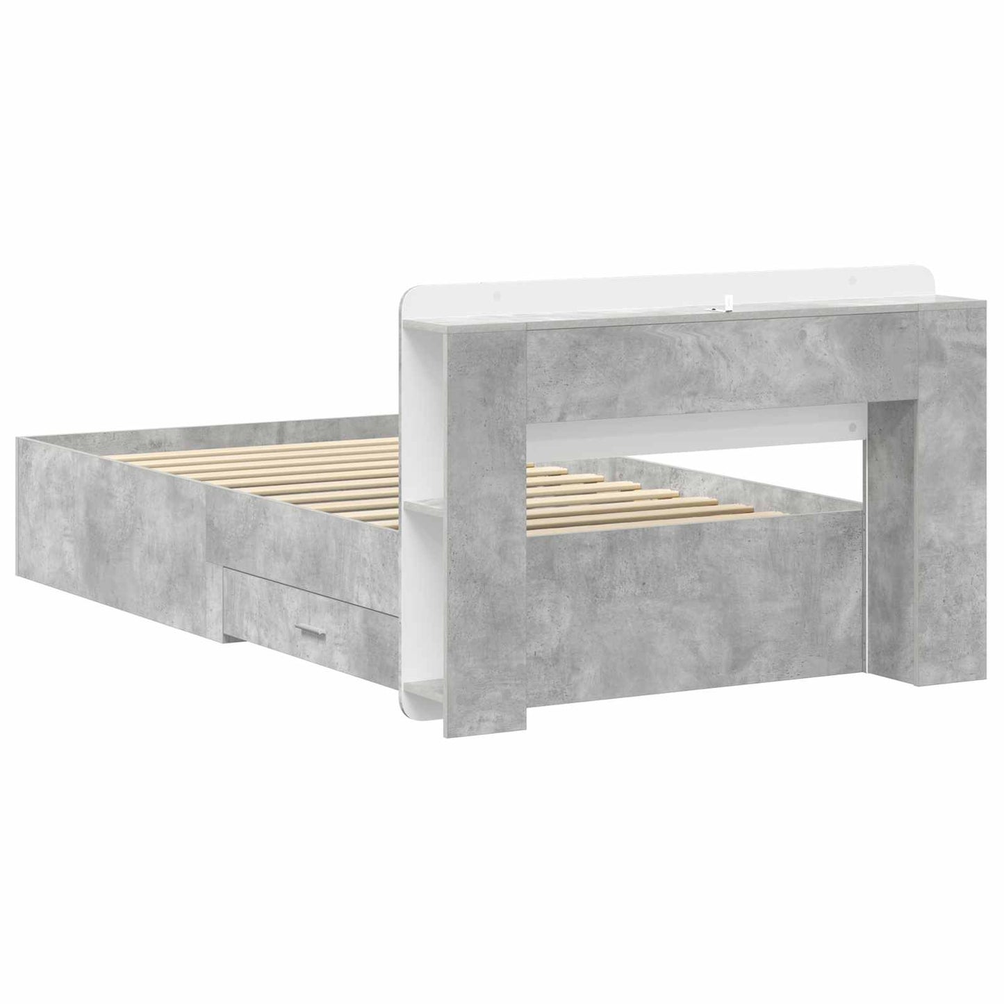 Bedframe met opslag Betongrijs 80 x 200 cm Bewerkt hout is nu te koop bij PeponiXL, paradijselijk wonen!