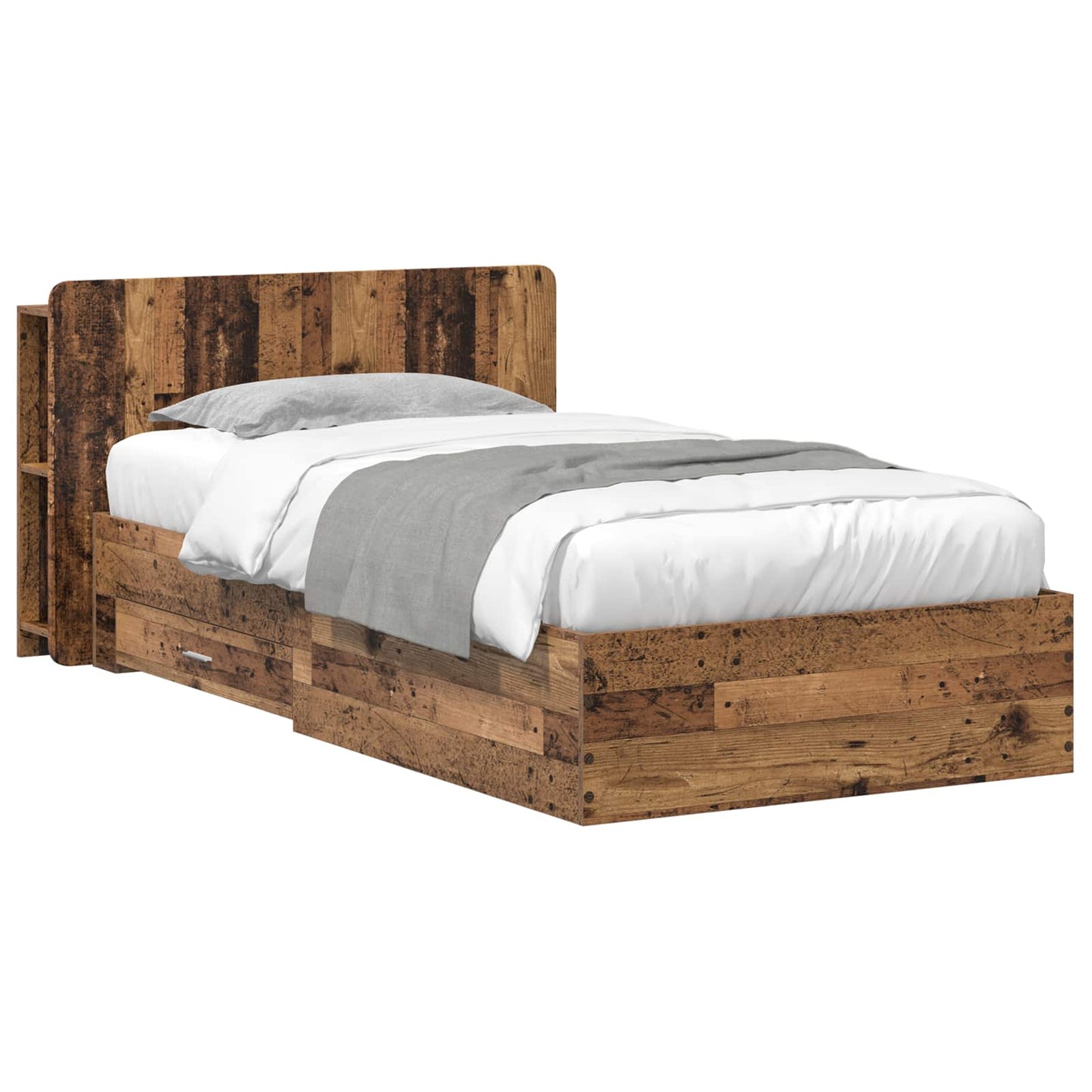 Bedframe met opslag Oud hout 80 x 200 cm Bewerkt hout is nu te koop bij PeponiXL, paradijselijk wonen!