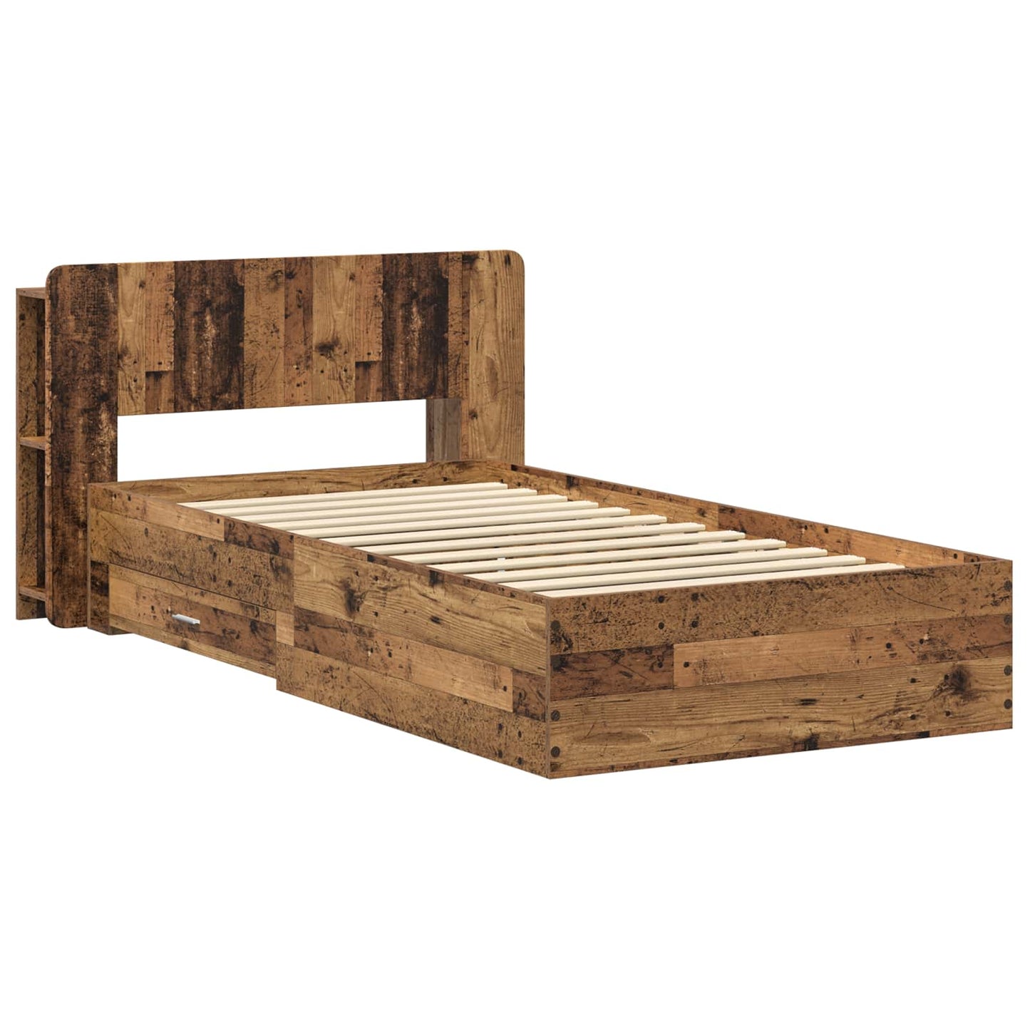 Bedframe met opslag Oud hout 80 x 200 cm Bewerkt hout is nu te koop bij PeponiXL, paradijselijk wonen!