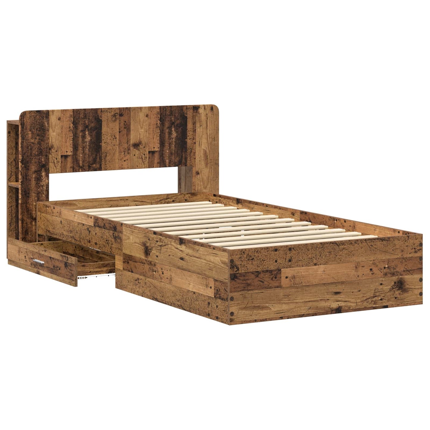 Bedframe met opslag Oud hout 80 x 200 cm Bewerkt hout is nu te koop bij PeponiXL, paradijselijk wonen!