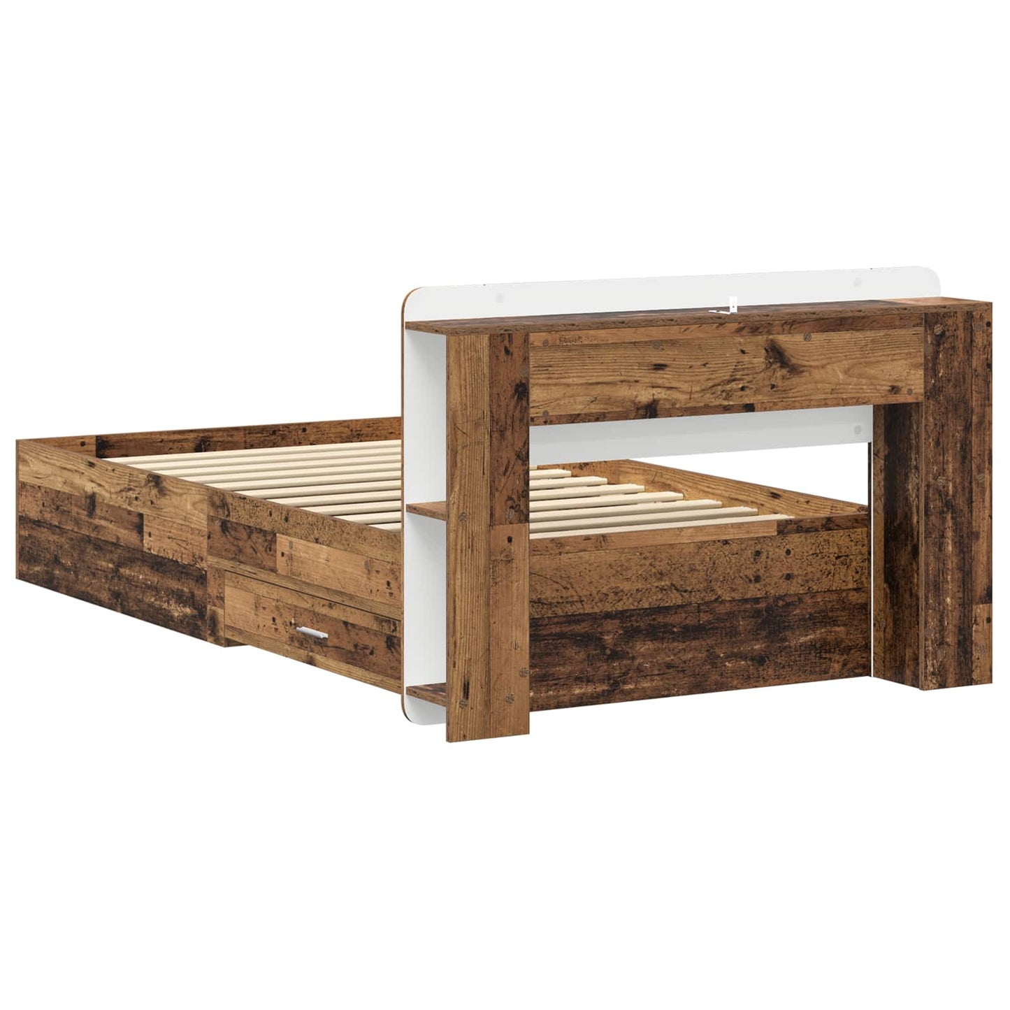 Bedframe met opslag Oud hout 80 x 200 cm Bewerkt hout is nu te koop bij PeponiXL, paradijselijk wonen!