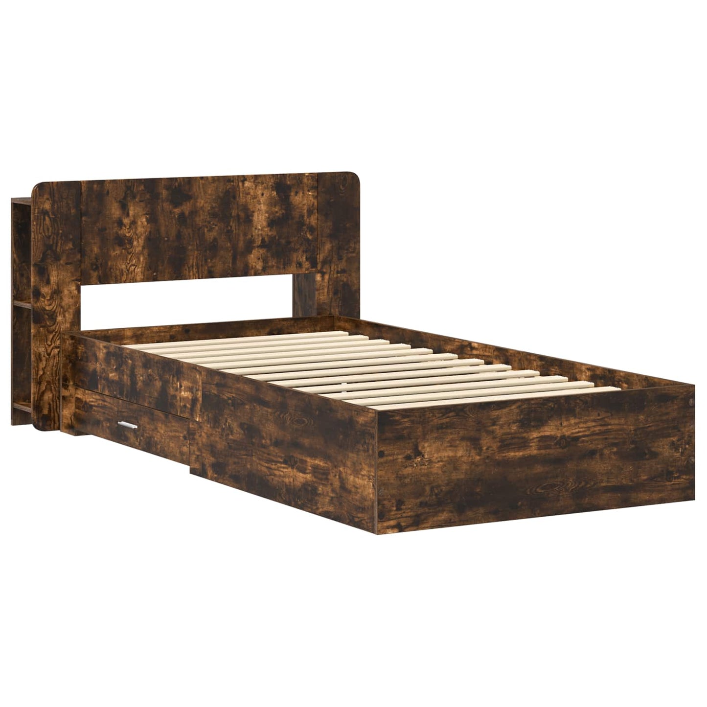 Bedframe met opslag Gerookt eiken 80 x 200 cm Bewerkt hout is nu te koop bij PeponiXL, paradijselijk wonen!