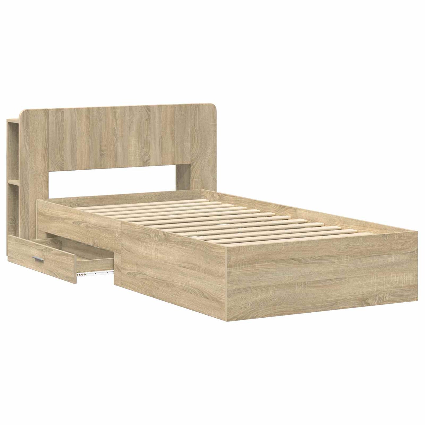 Bedframe met opslag Sonoma Eiken 80 x 200 cm Bewerkt hout is nu te koop bij PeponiXL, paradijselijk wonen!