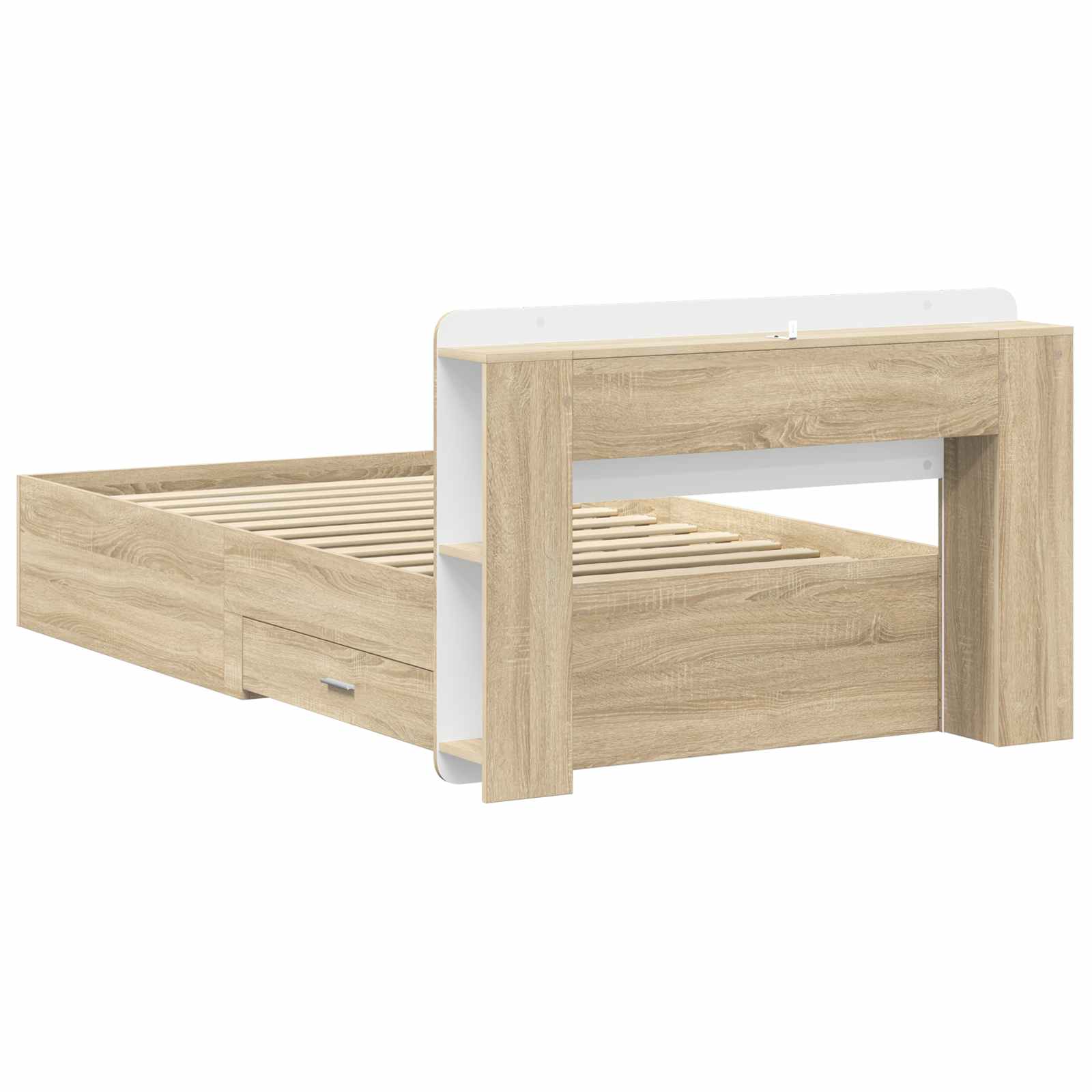 Bedframe met opslag Sonoma Eiken 80 x 200 cm Bewerkt hout is nu te koop bij PeponiXL, paradijselijk wonen!