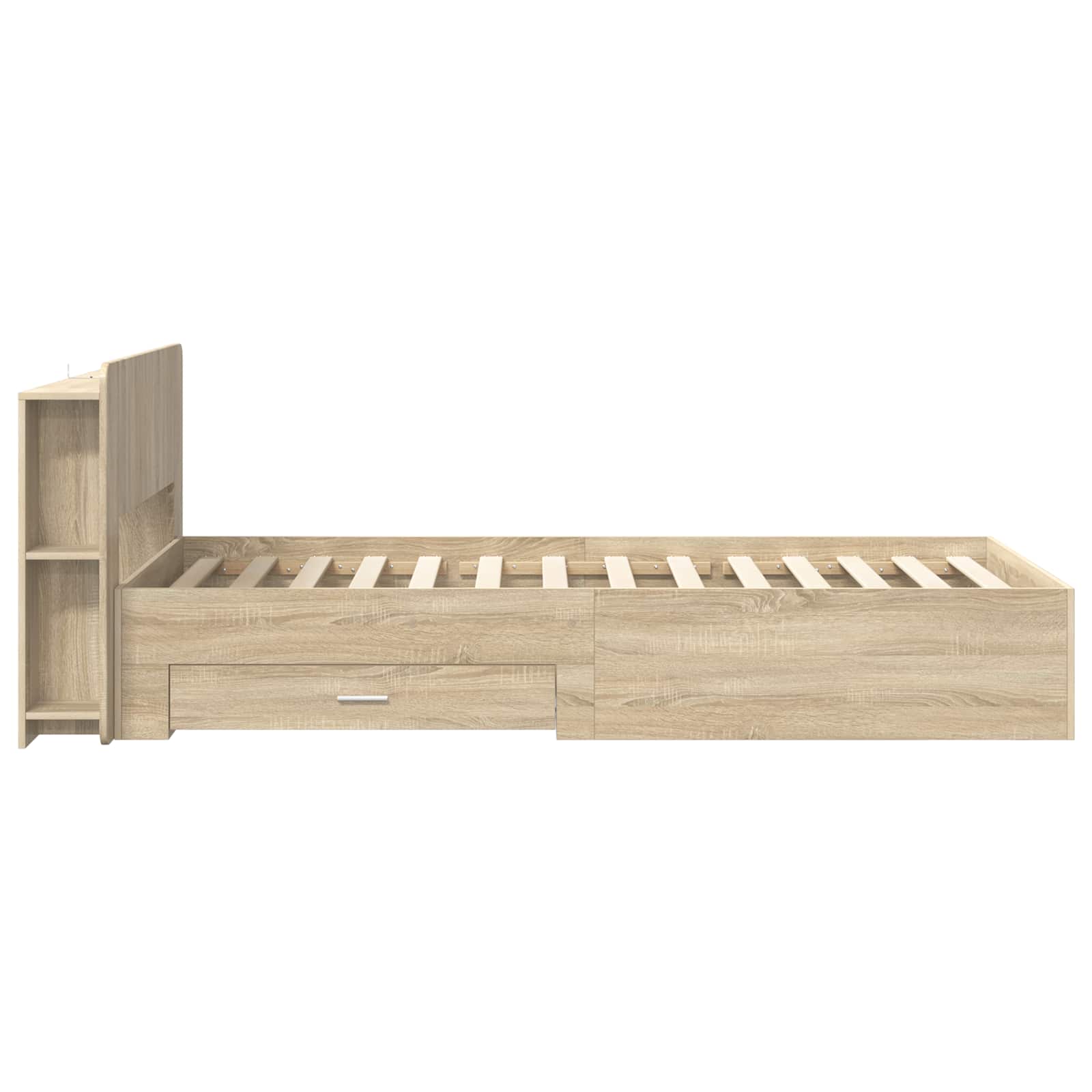 Bedframe met opslag Sonoma Eiken 80 x 200 cm Bewerkt hout is nu te koop bij PeponiXL, paradijselijk wonen!