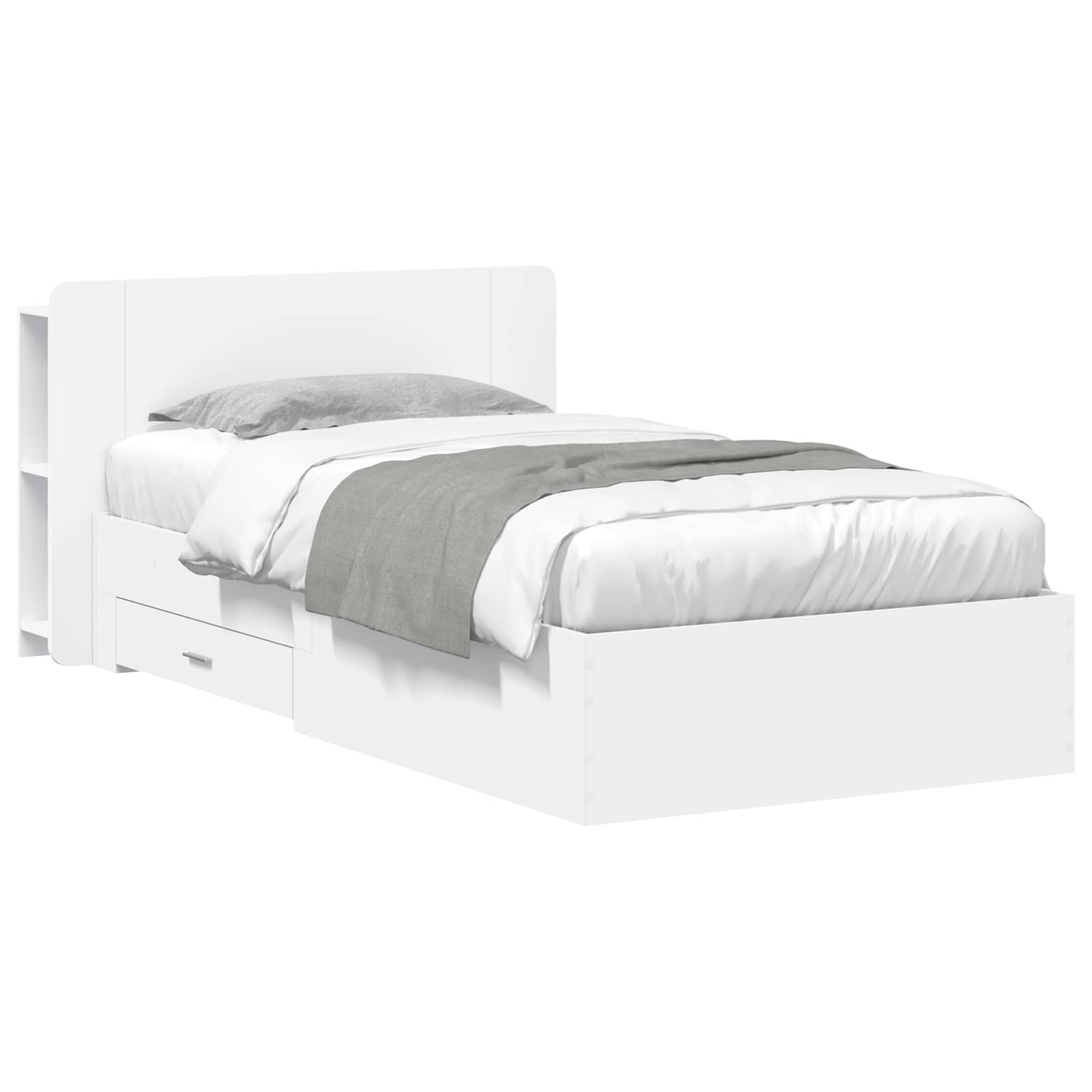 Bedframe met opslag met hoofdeinde Wit 80 x 200 cm Bewerkt hout is nu te koop bij PeponiXL, paradijselijk wonen!