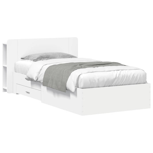 Bedframe met opslag met hoofdeinde Wit 80 x 200 cm Bewerkt hout is nu te koop bij PeponiXL, paradijselijk wonen!