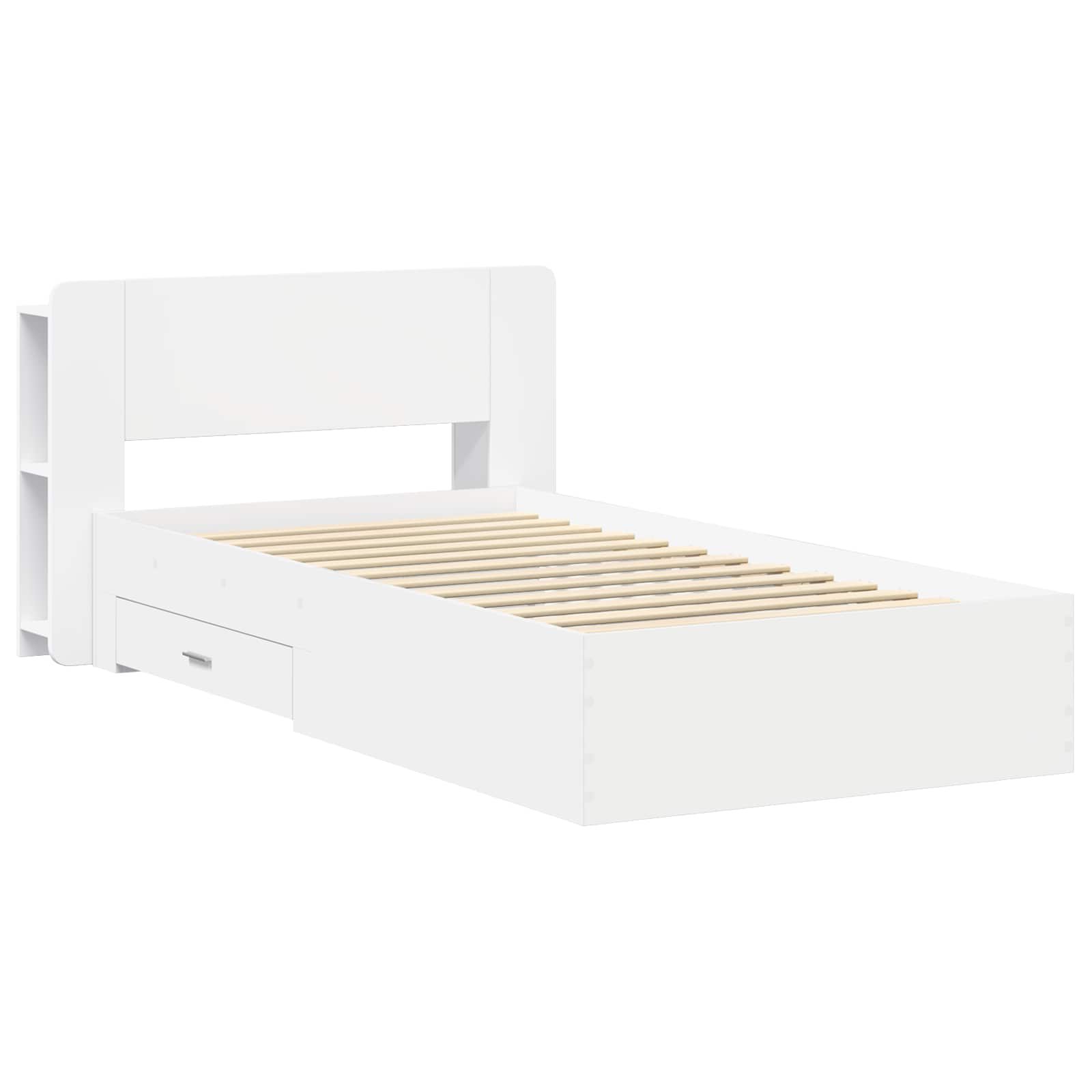 Bedframe met opslag met hoofdeinde Wit 80 x 200 cm Bewerkt hout is nu te koop bij PeponiXL, paradijselijk wonen!
