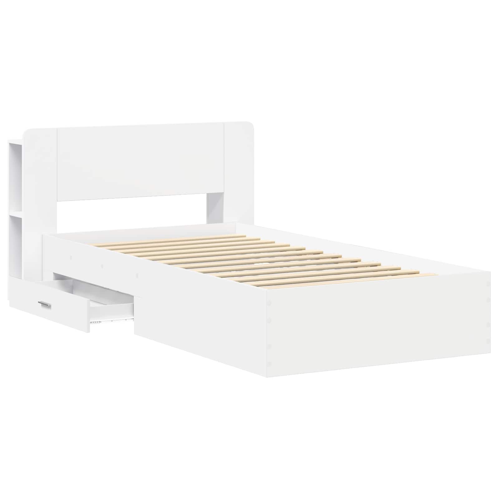 Bedframe met opslag met hoofdeinde Wit 80 x 200 cm Bewerkt hout is nu te koop bij PeponiXL, paradijselijk wonen!
