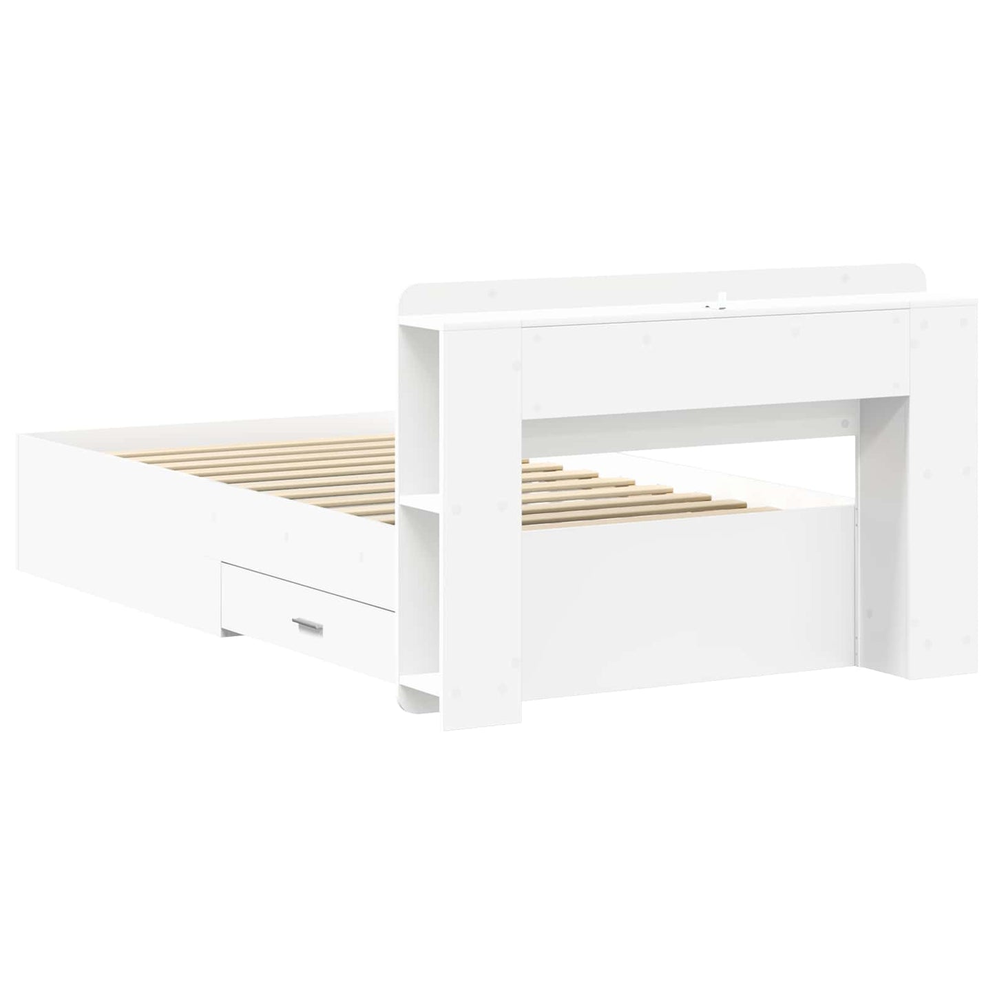 Bedframe met opslag met hoofdeinde Wit 80 x 200 cm Bewerkt hout is nu te koop bij PeponiXL, paradijselijk wonen!