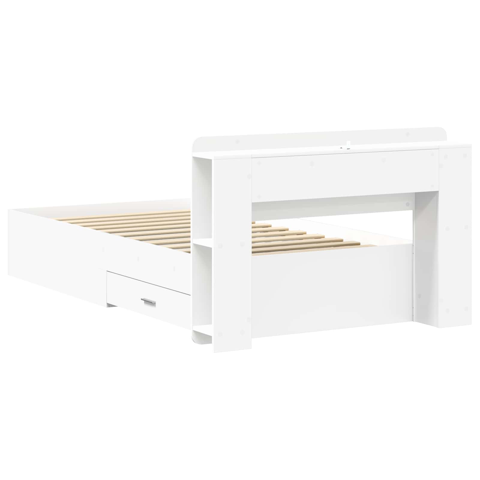 Bedframe met opslag met hoofdeinde Wit 80 x 200 cm Bewerkt hout is nu te koop bij PeponiXL, paradijselijk wonen!