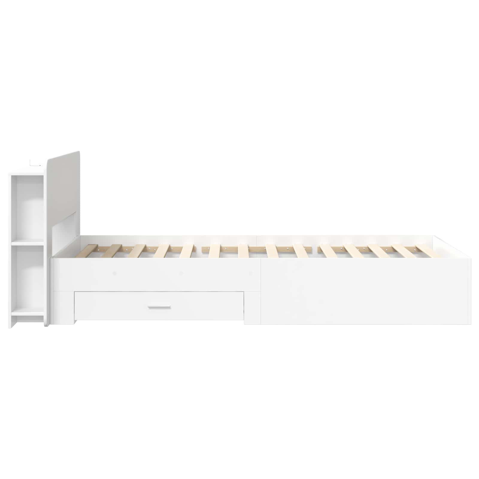 Bedframe met opslag met hoofdeinde Wit 80 x 200 cm Bewerkt hout is nu te koop bij PeponiXL, paradijselijk wonen!