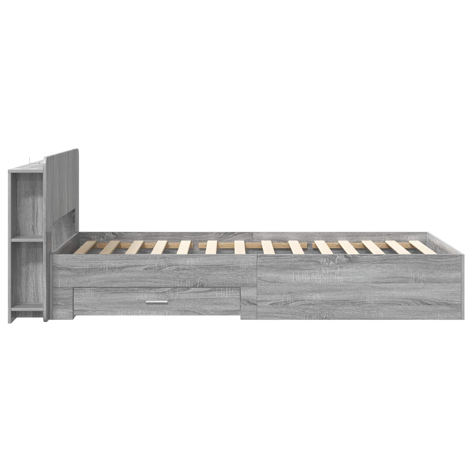 Bedframe met opslag Grijs Sonoma 100 x 200 cm Bewerkt hout is nu te koop bij PeponiXL, paradijselijk wonen!