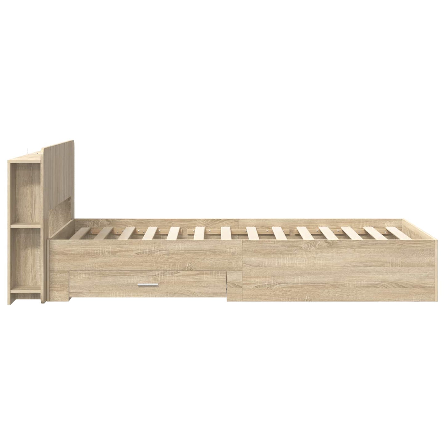 Bedframe met opslag Sonoma Eiken 100 x 200 cm Bewerkt hout is nu te koop bij PeponiXL, paradijselijk wonen!