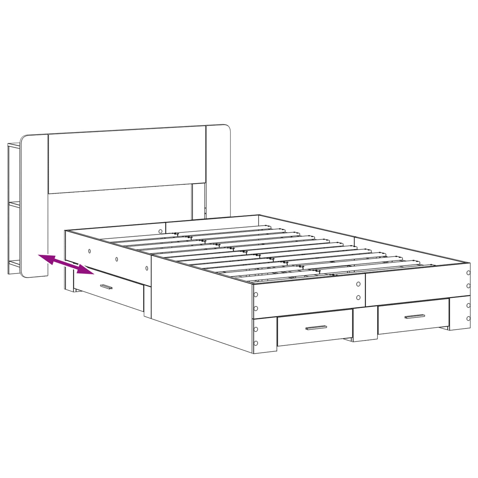 Bedframe met opslag Grijs Sonoma 120 x 190 cm Bewerkt hout is nu te koop bij PeponiXL, paradijselijk wonen!