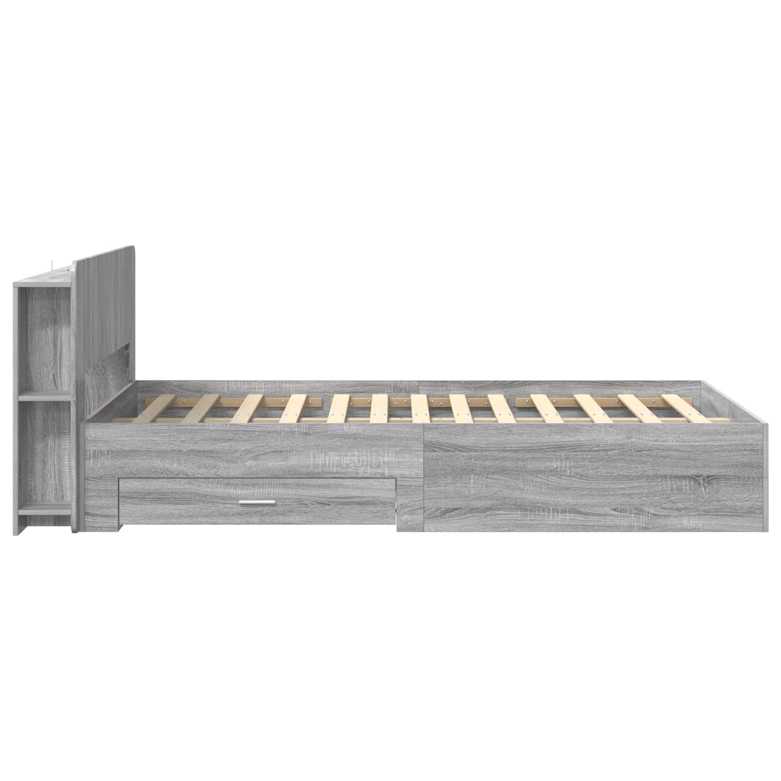 Bedframe met opslag Grijs Sonoma 120 x 190 cm Bewerkt hout is nu te koop bij PeponiXL, paradijselijk wonen!