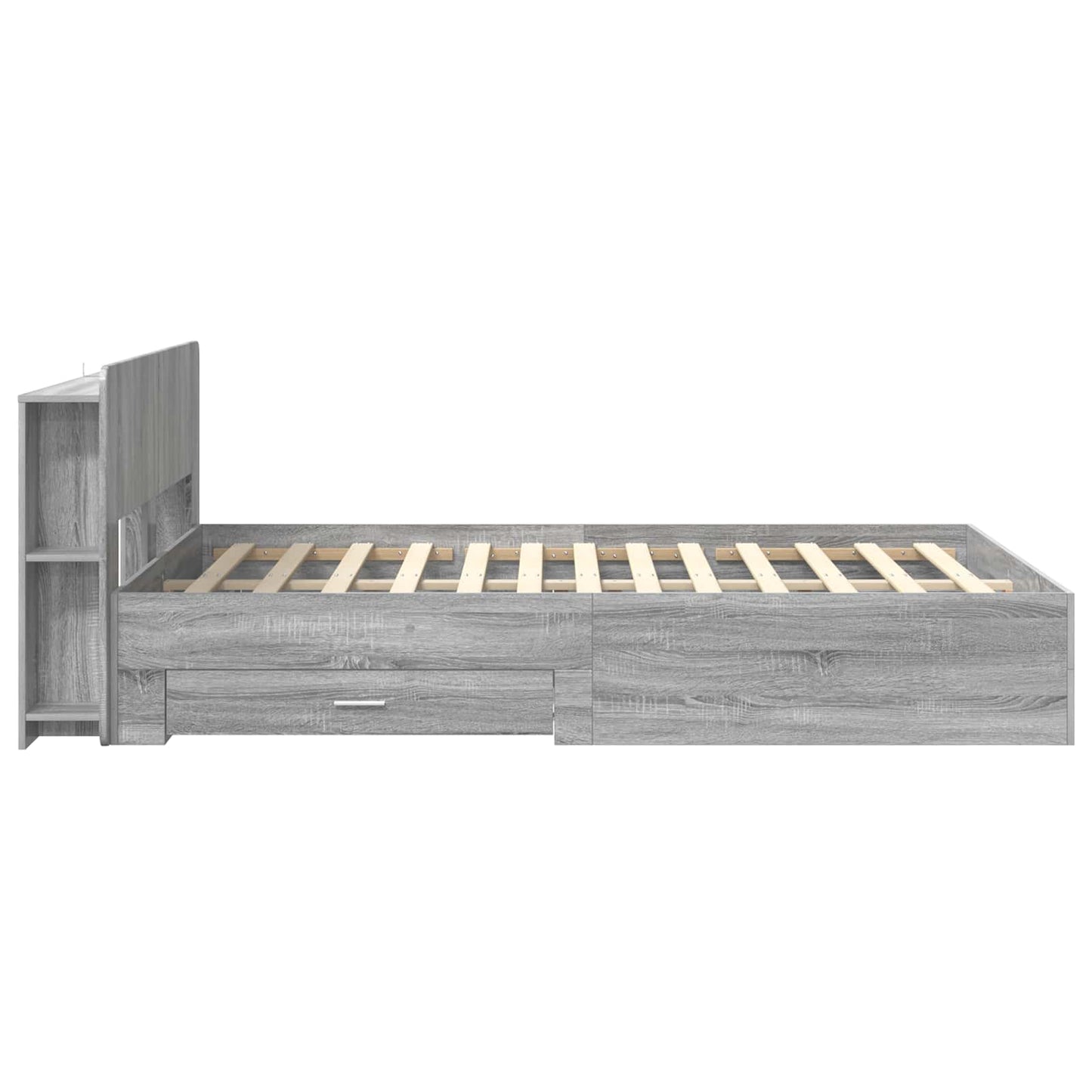 Bedframe met opslag Grijs Sonoma 140 x 200 cm Bewerkt hout is nu te koop bij PeponiXL, paradijselijk wonen!