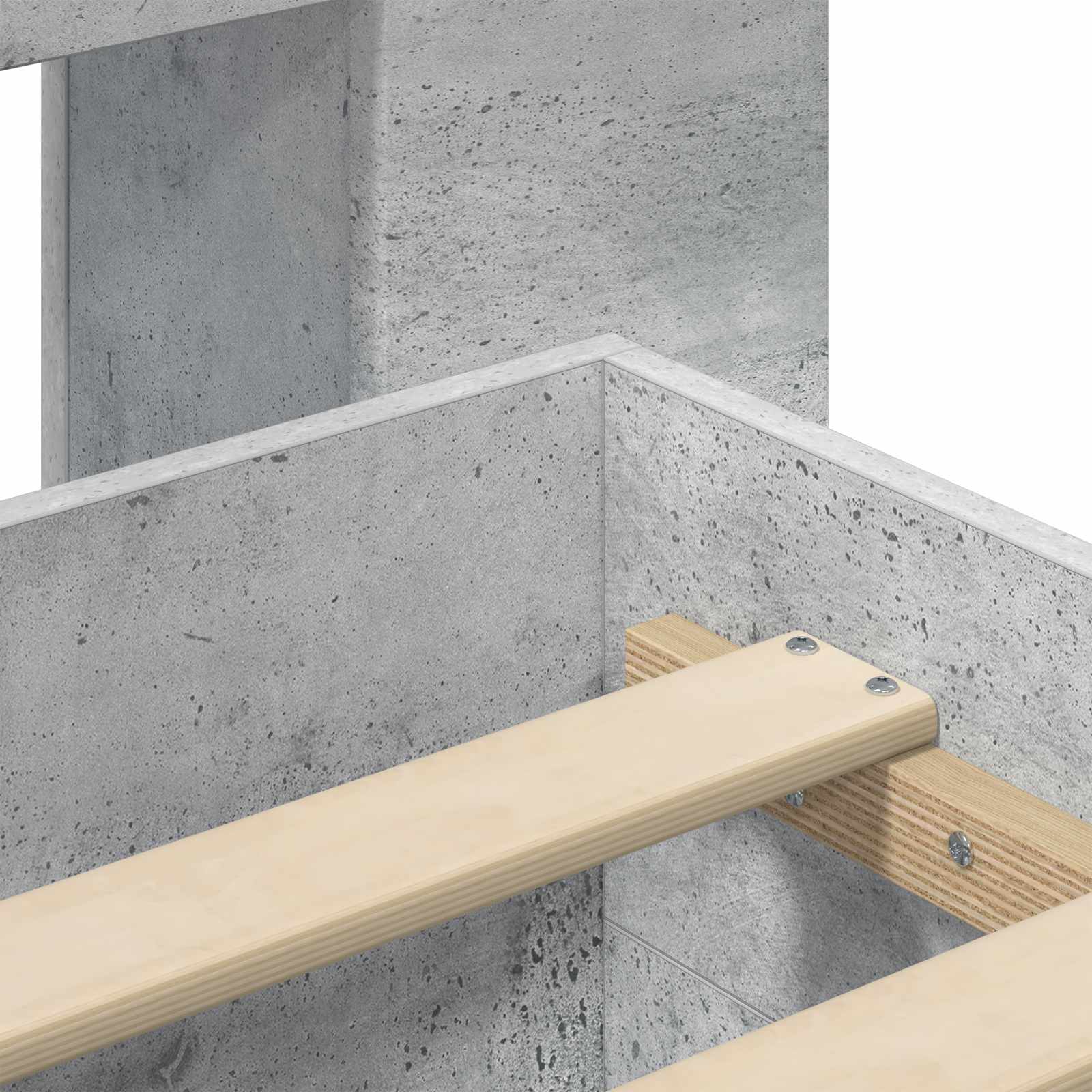 Bedframe met opslag Betongrijs 150 x 200 cm Bewerkt hout is nu te koop bij PeponiXL, paradijselijk wonen!