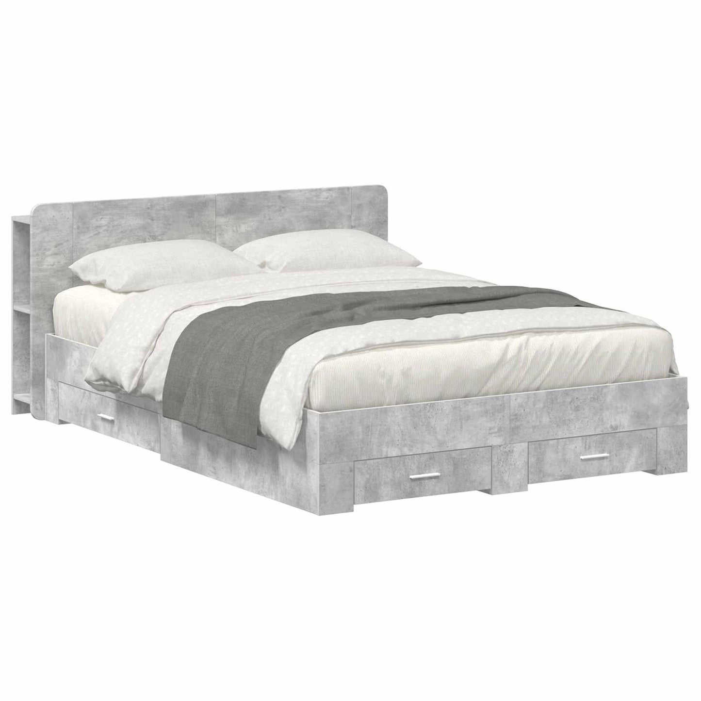 Bedframe met opslag Betongrijs 150 x 200 cm Bewerkt hout is nu te koop bij PeponiXL, paradijselijk wonen!
